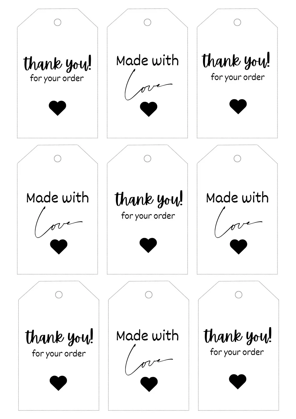 Custom Printable Tag Sheet