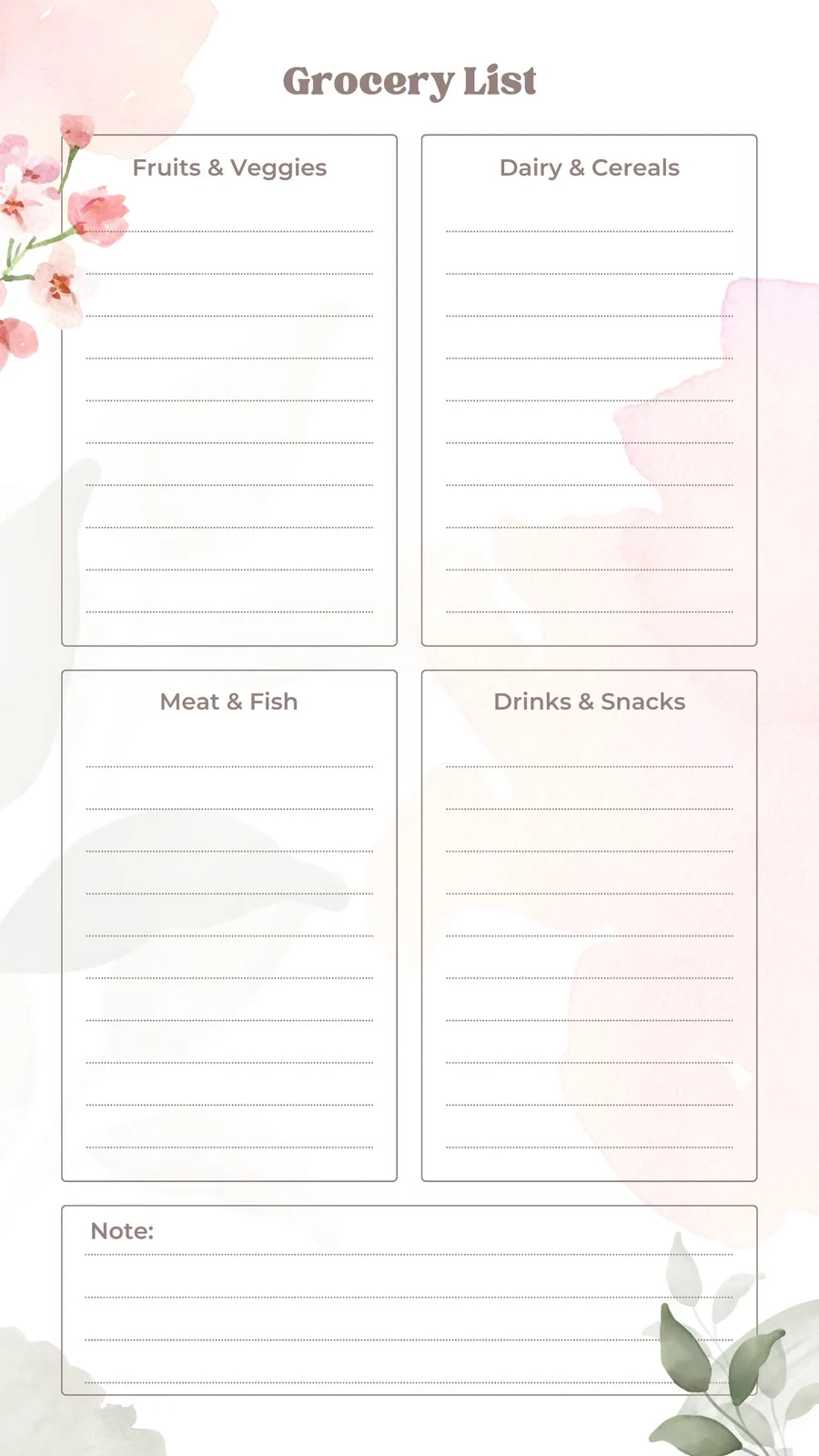 Making A Grocery List Printable