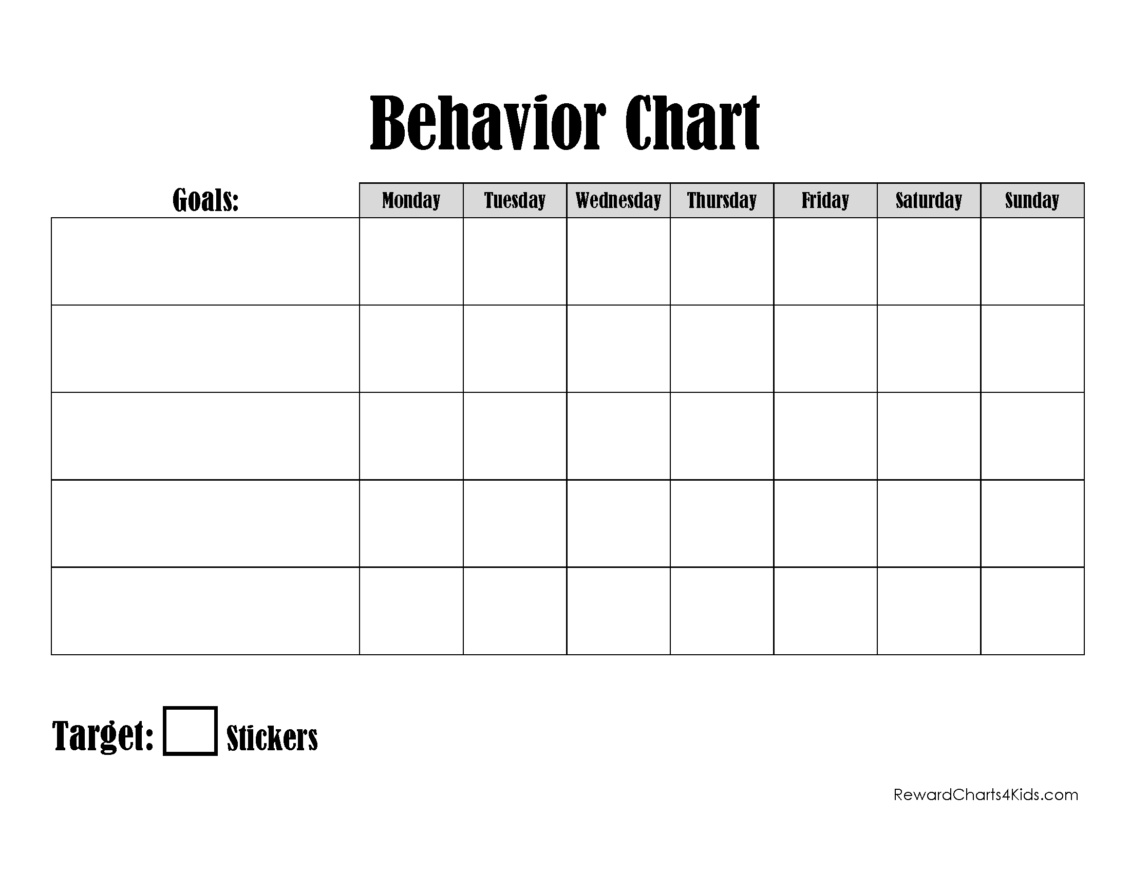 Behavior Chart Printable For Home