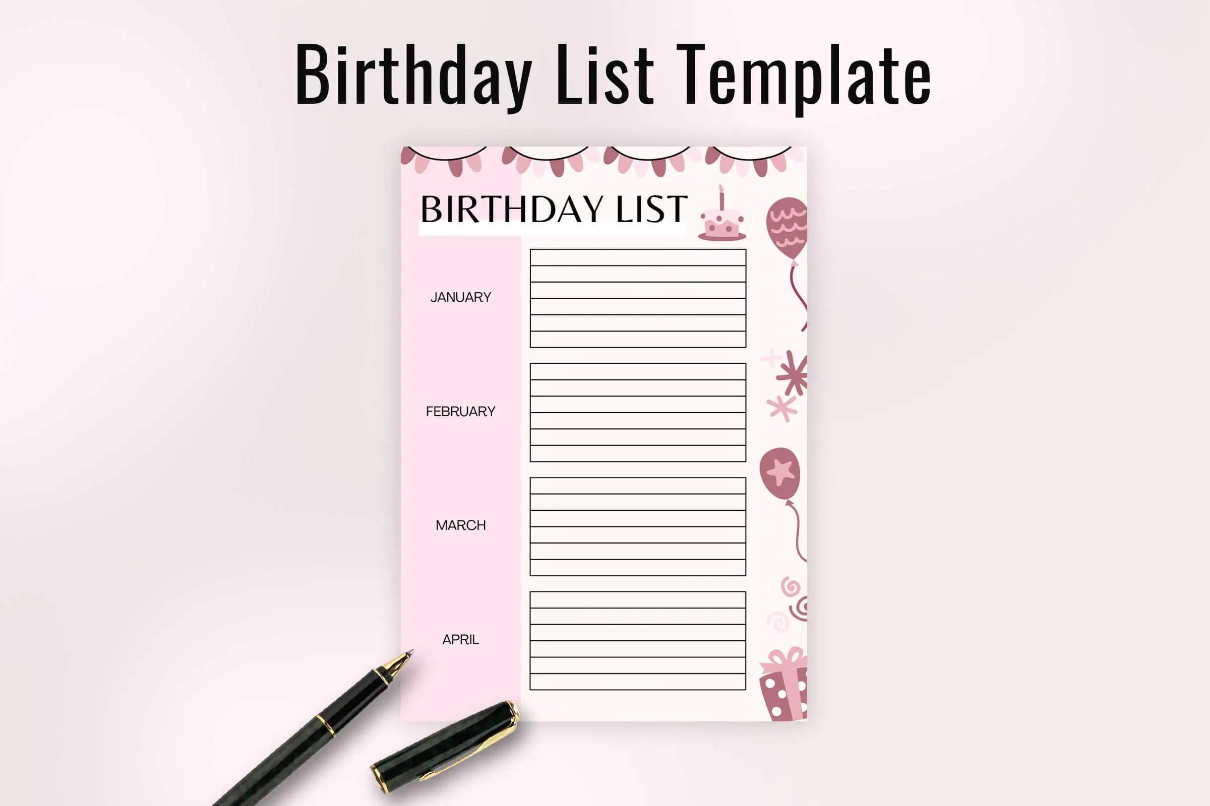 Free Printable Birthday List PDF SnapyBiz