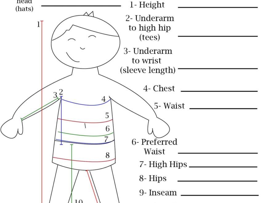FREE Printable Blank Measurement Chart For Adults Youth