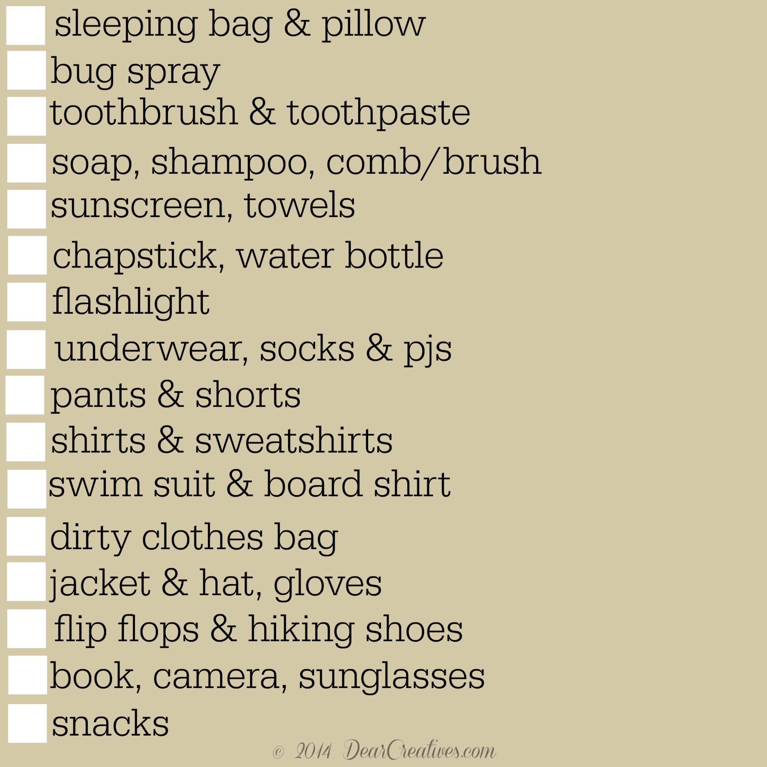 Free Printable Camping Checklists To Make Packing Easy 