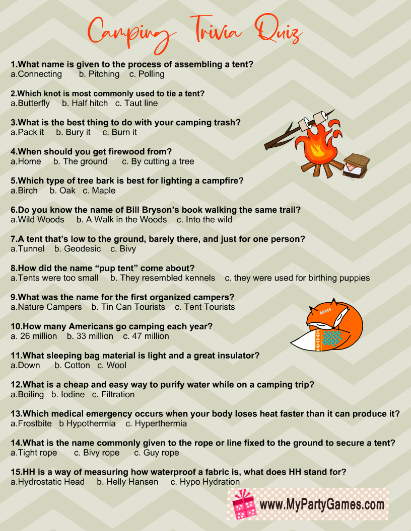 Printable Quizzes For Teenagers With Answers