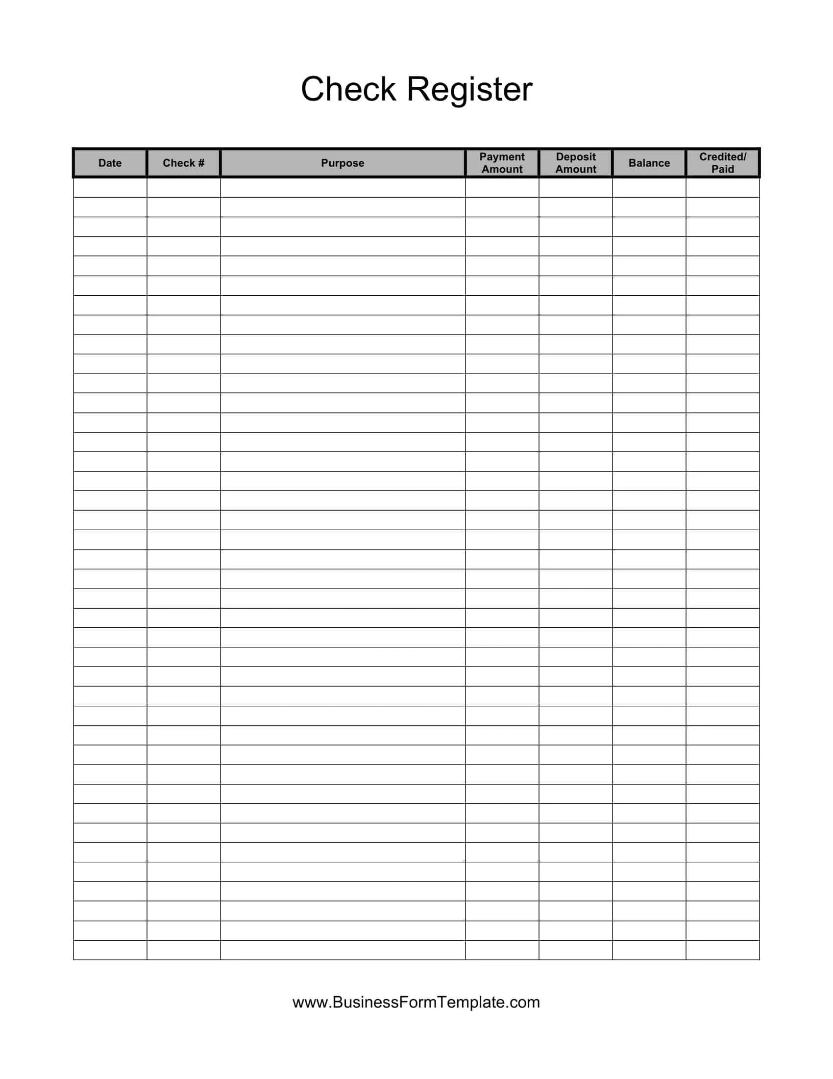 Free Printable Checkbook Register Templates PDF Excel Free Printable Checkbook Register Templates PDF Excel