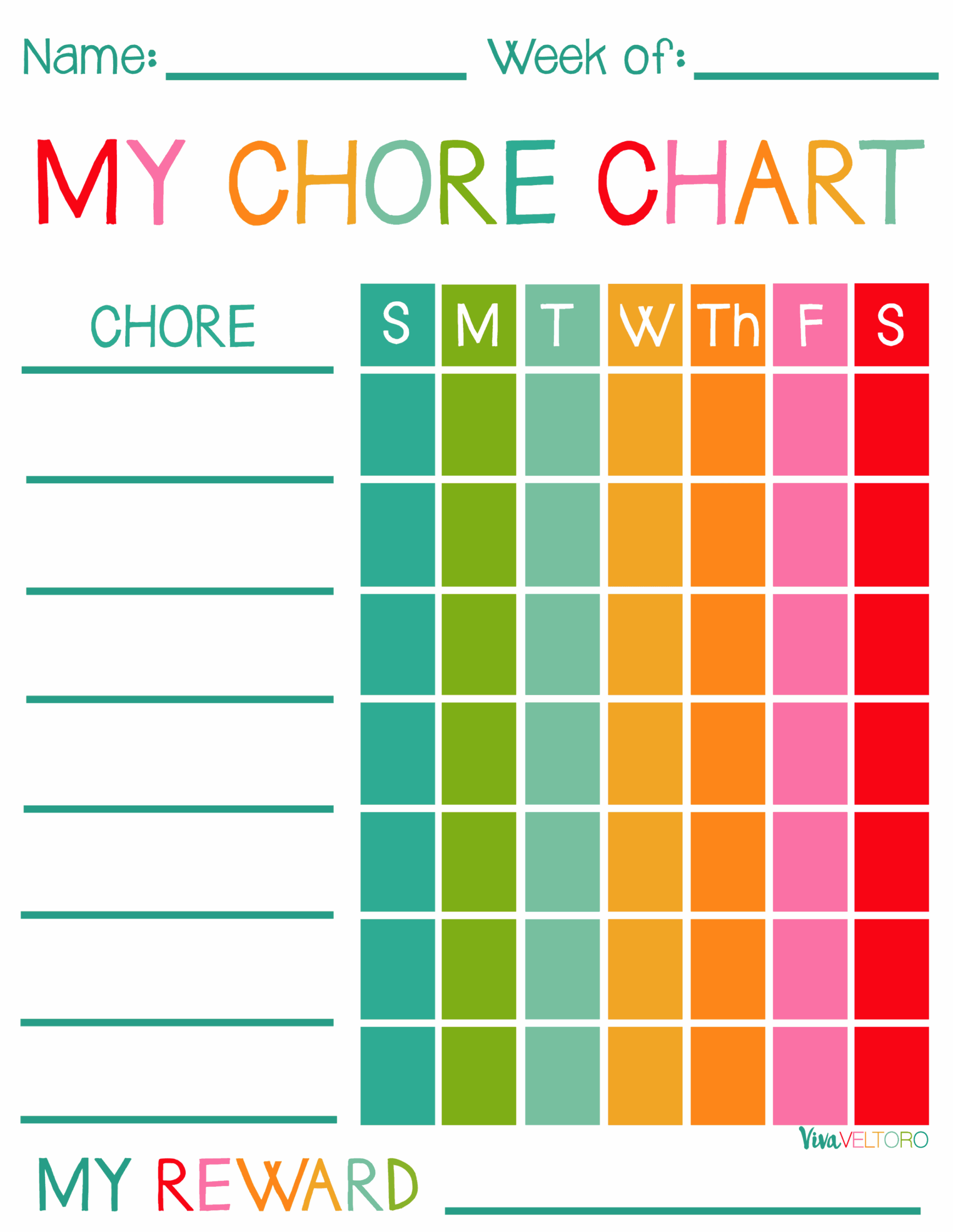 Free Kids Chore Chart Printable