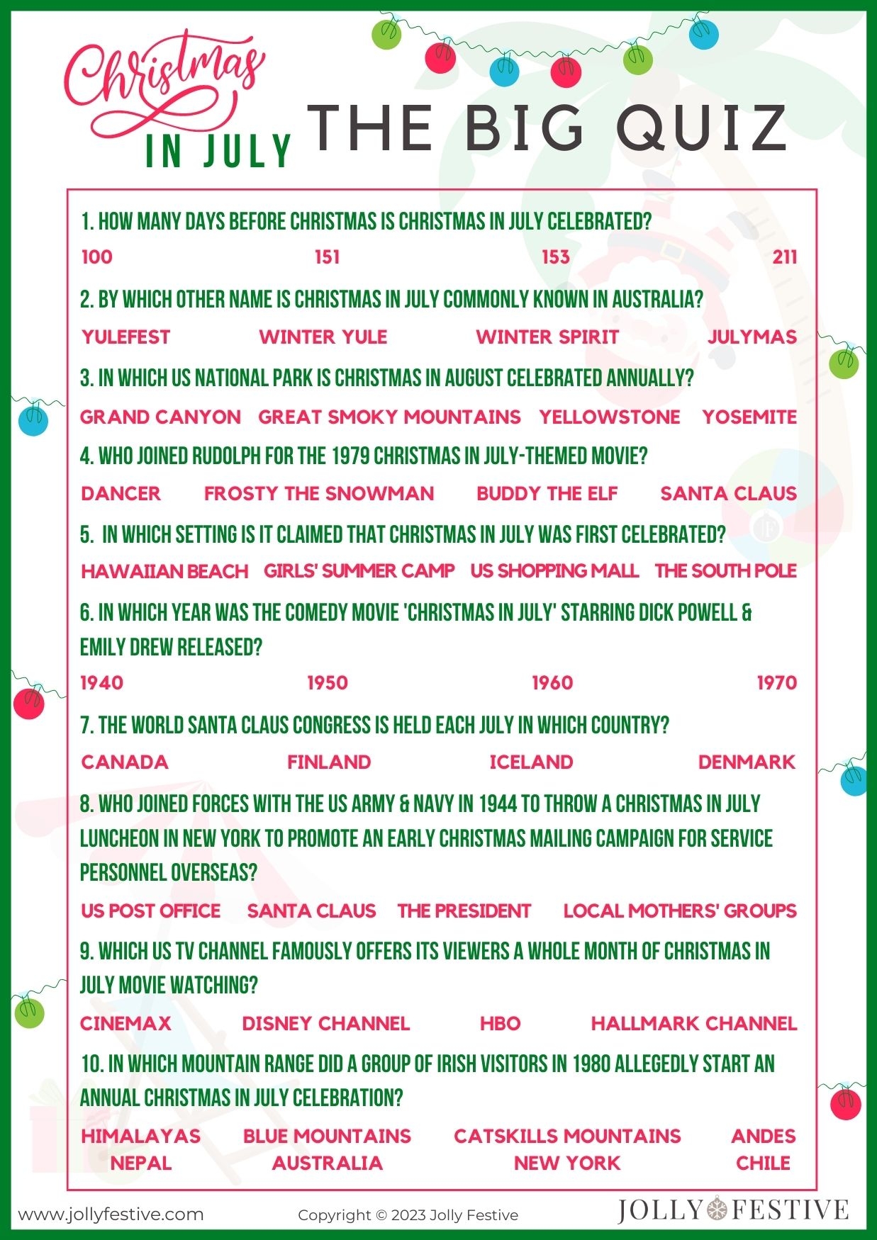 Printable Christmas Quizzes For Elderly Uk