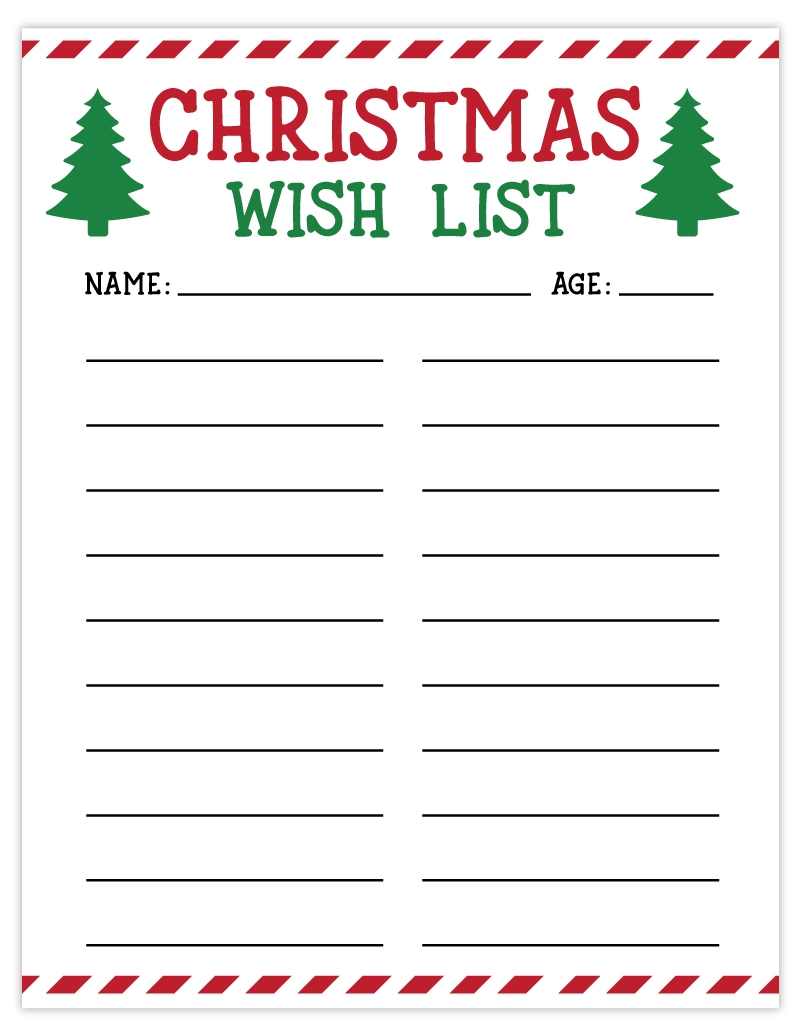Printable Christmas Wish List Free