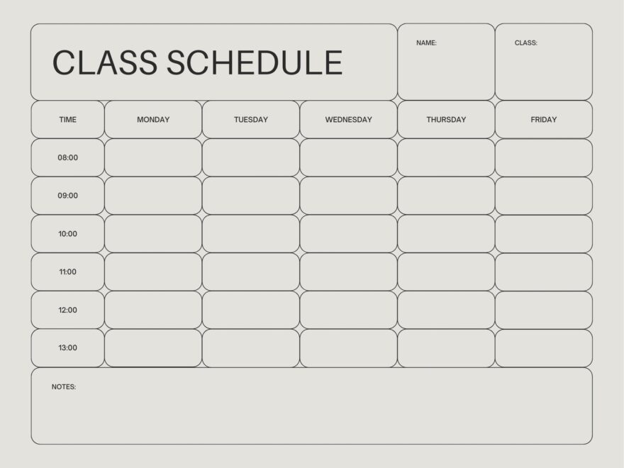 Free Printable Class Schedule Templates To Customize Canva Worksheets Library