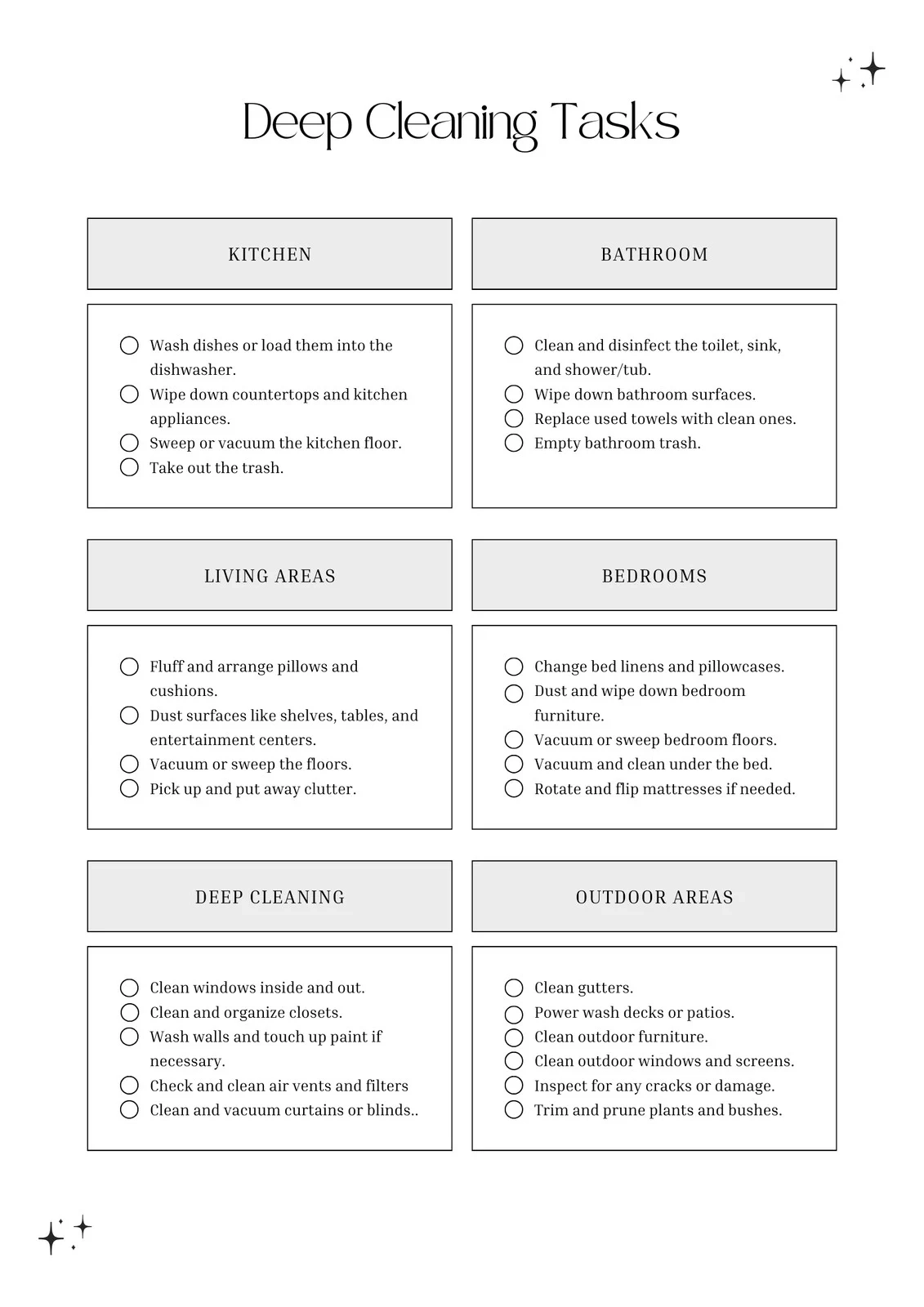 Printable Free Office Cleaning Chek List