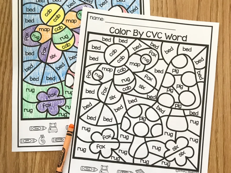 Free Printable Color By Code CVC Words Primary Playground