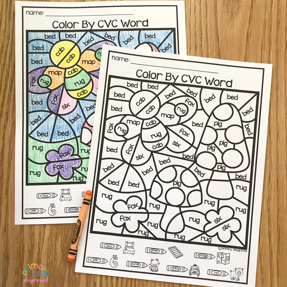 Free Printable Color By Code CVC Words Primary Playground