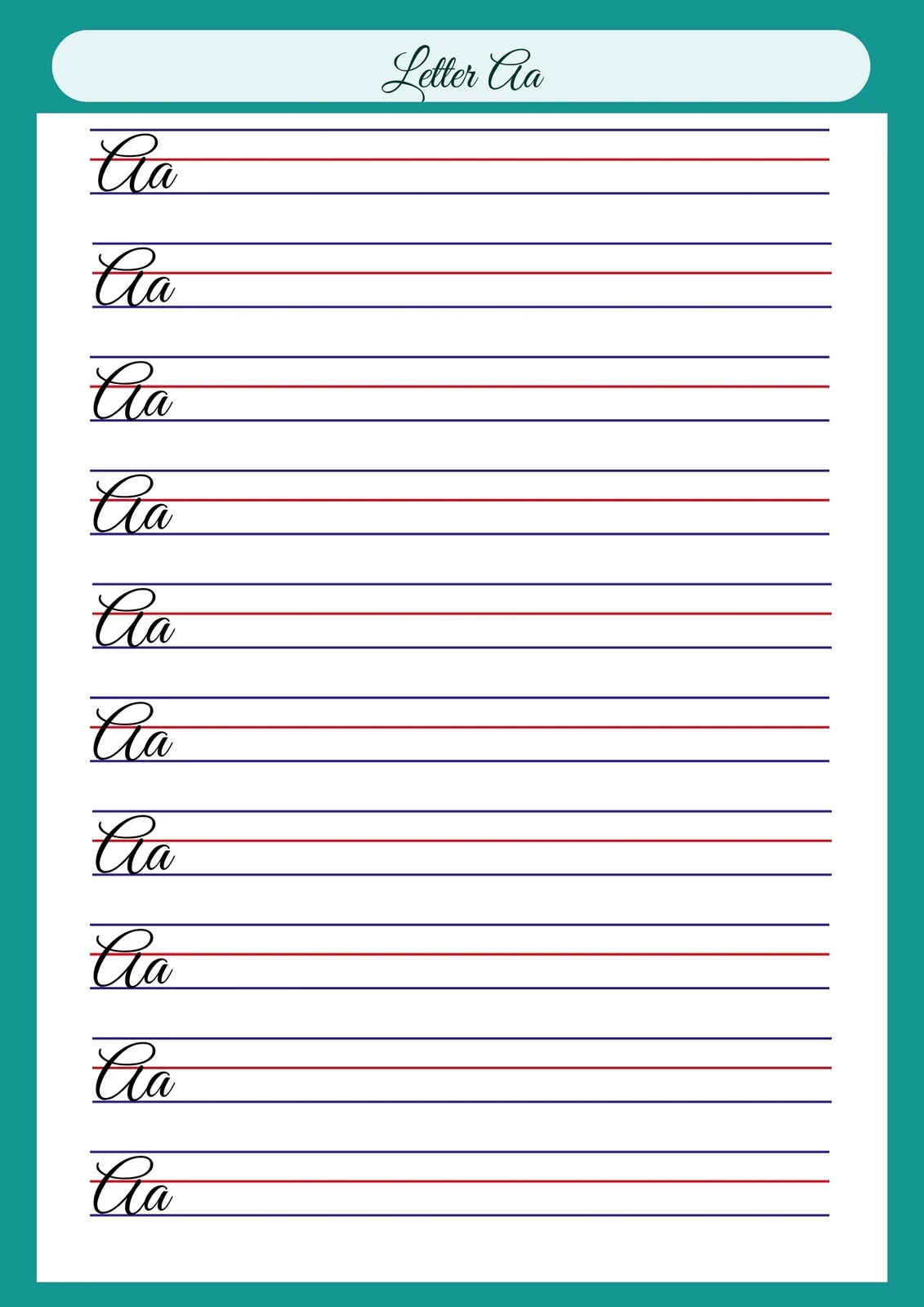 Free Printable Cursive Writing Worksheet Templates Canva