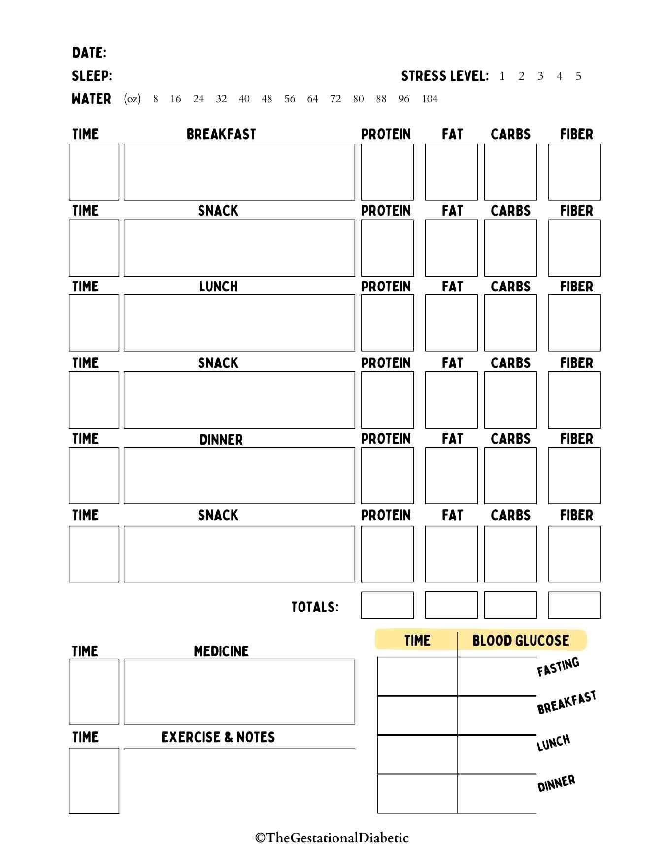 Free Printable Diabetic Log Sheets The Gestational Diabetic Worksheets Library