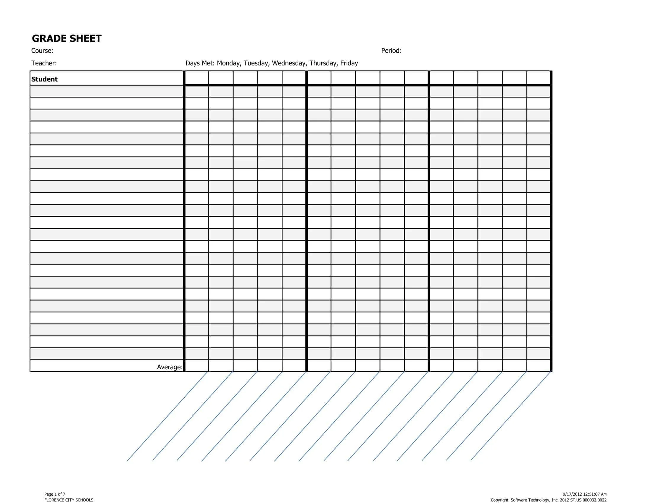 Free Printable Grading Sheet