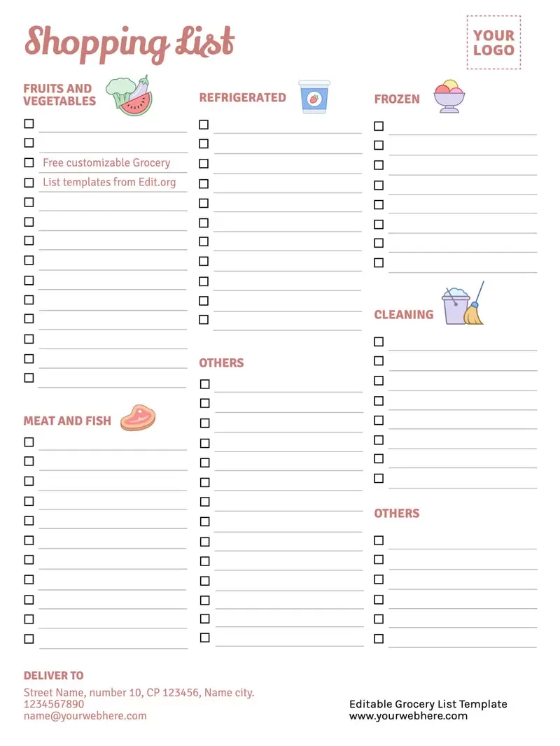 Printable Household Shopping List