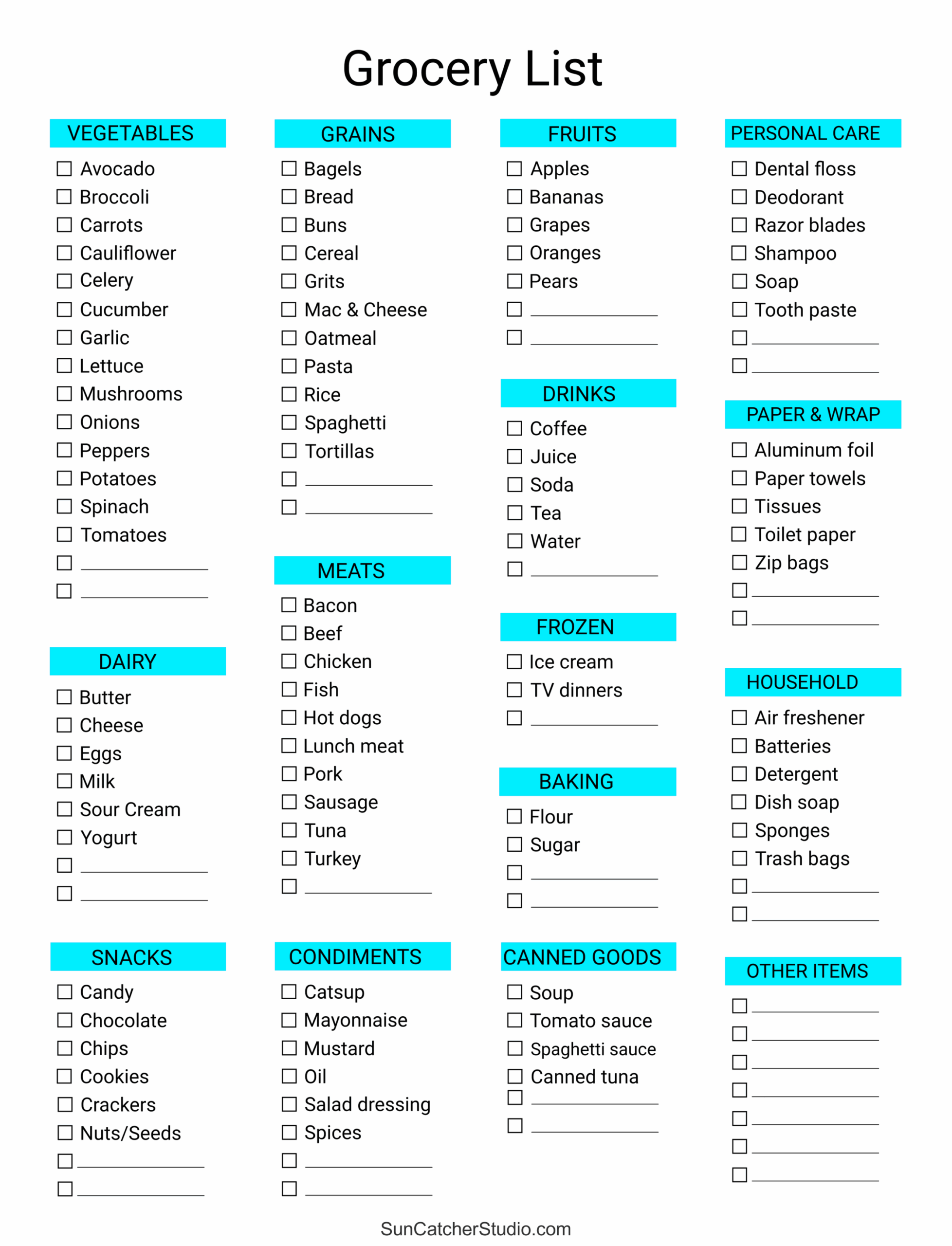 Free Printable Grocery List Templates PDF Shopping Lists Free Printables Monograms Design Tools Patterns DIY Projects