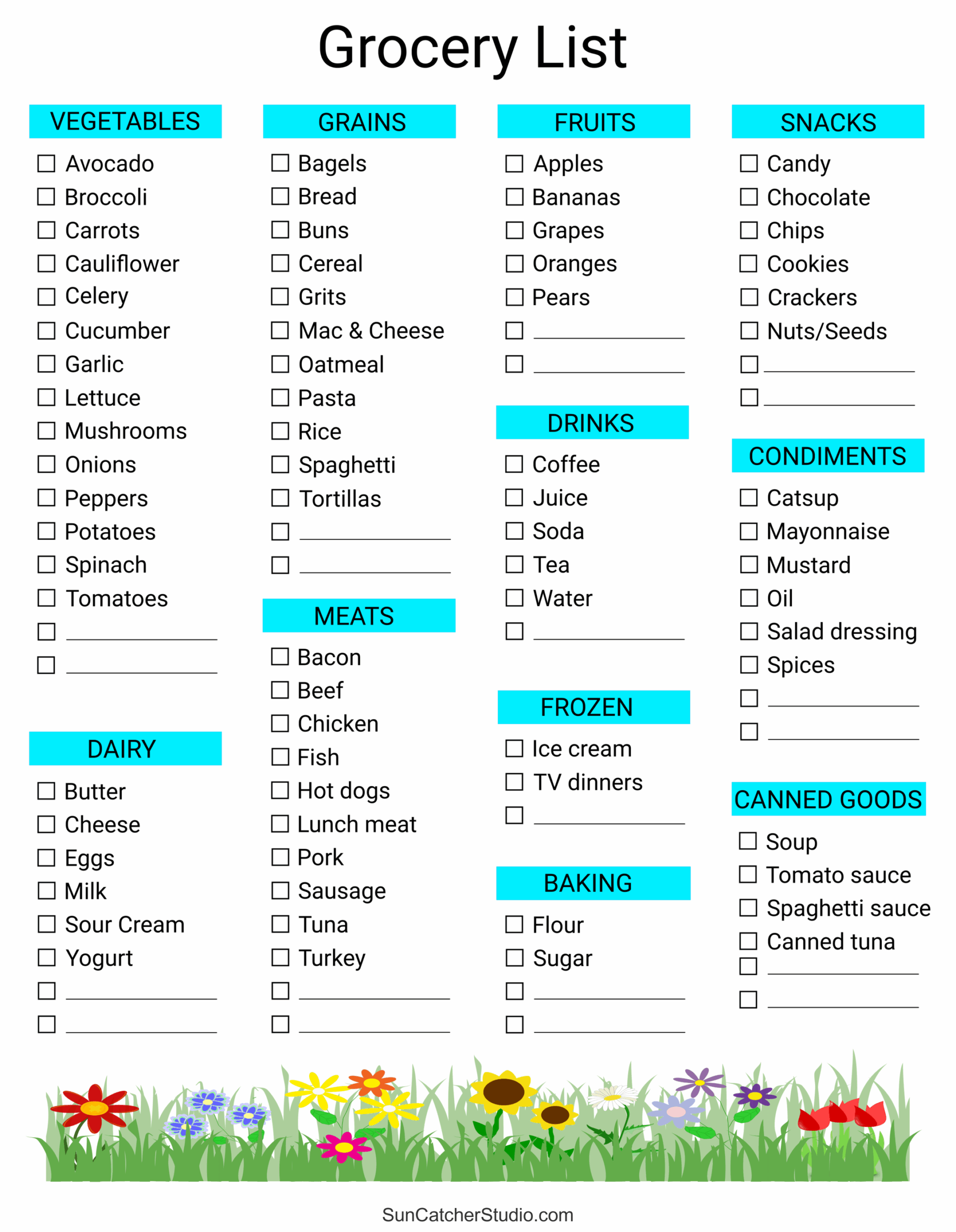 Buy Printable Grocery Lists