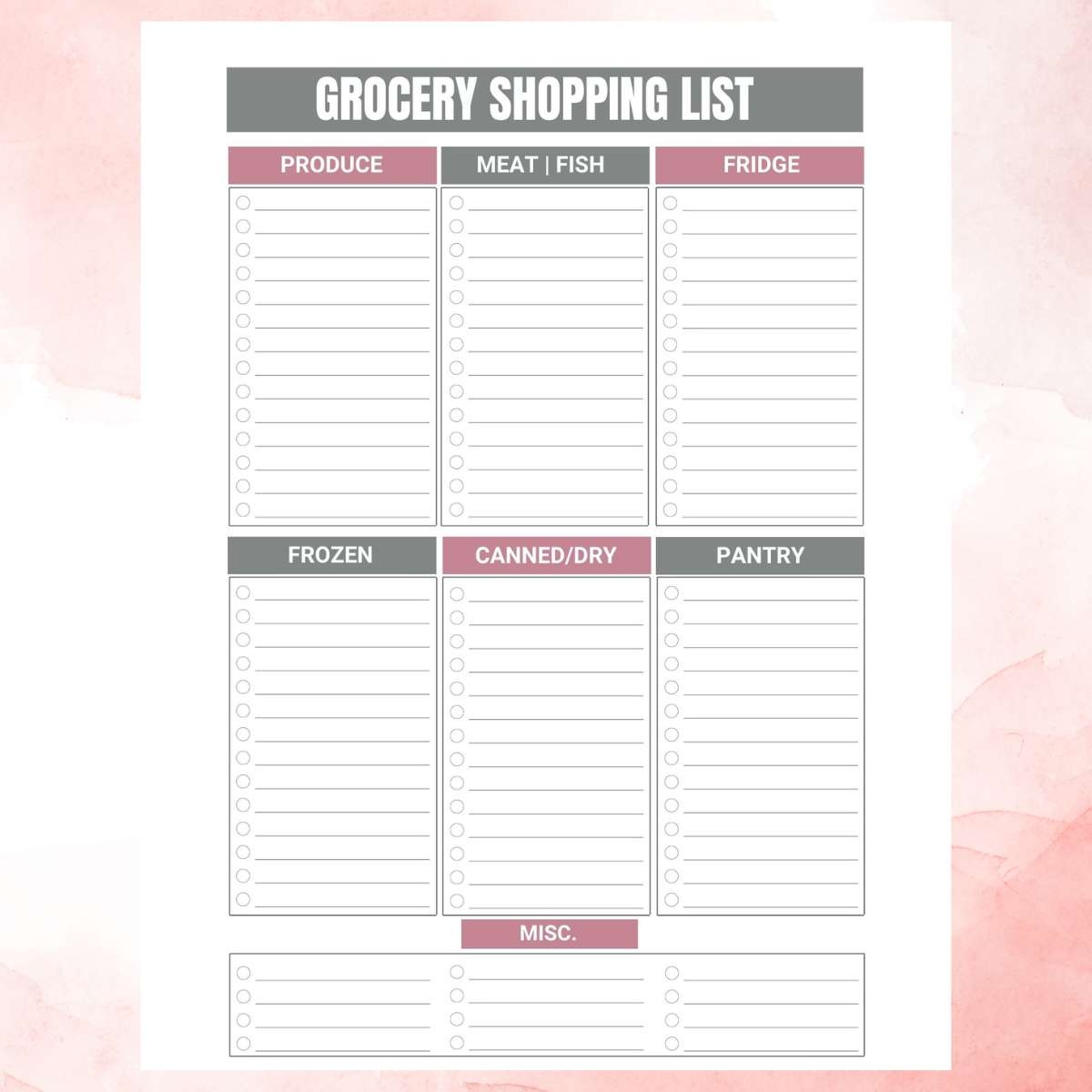 Free Printable Grocery Shopping List Print Or Edit 