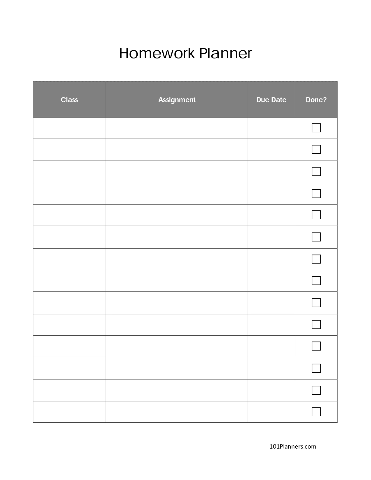 FREE Printable Homework Planner Template PDF Word Excel Or Jpg