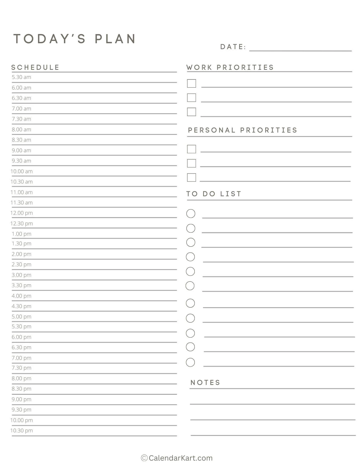 Printable Hourly Time Schedule Free