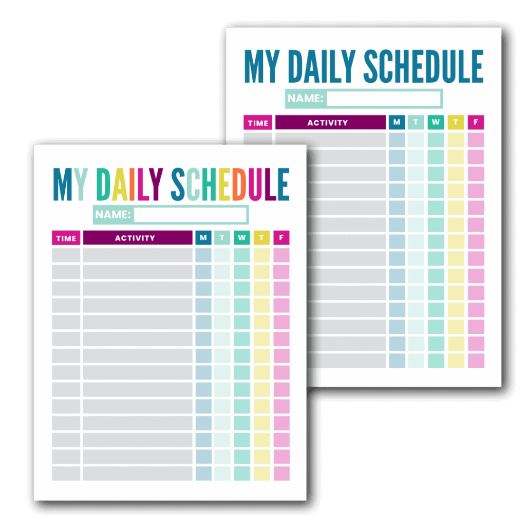 Free Printable Daily Schedule Kids