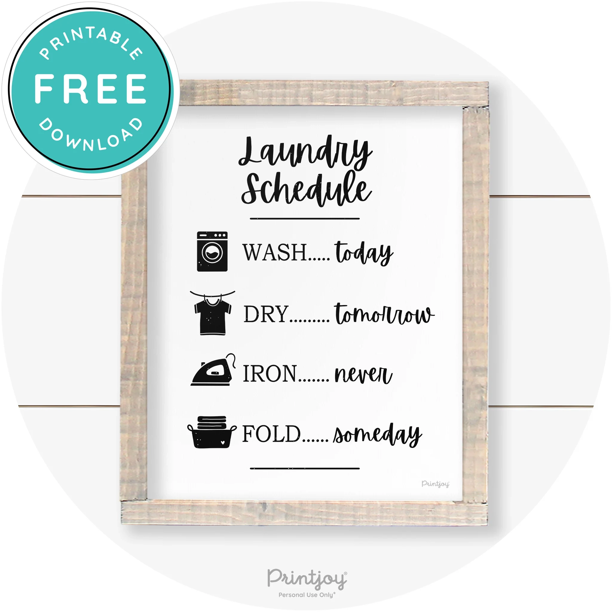 Laundry Schedule Decor Printable