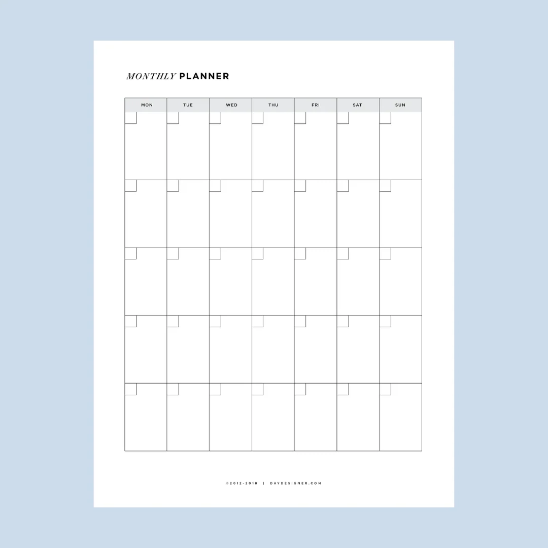 Printable Day Planner Monthly