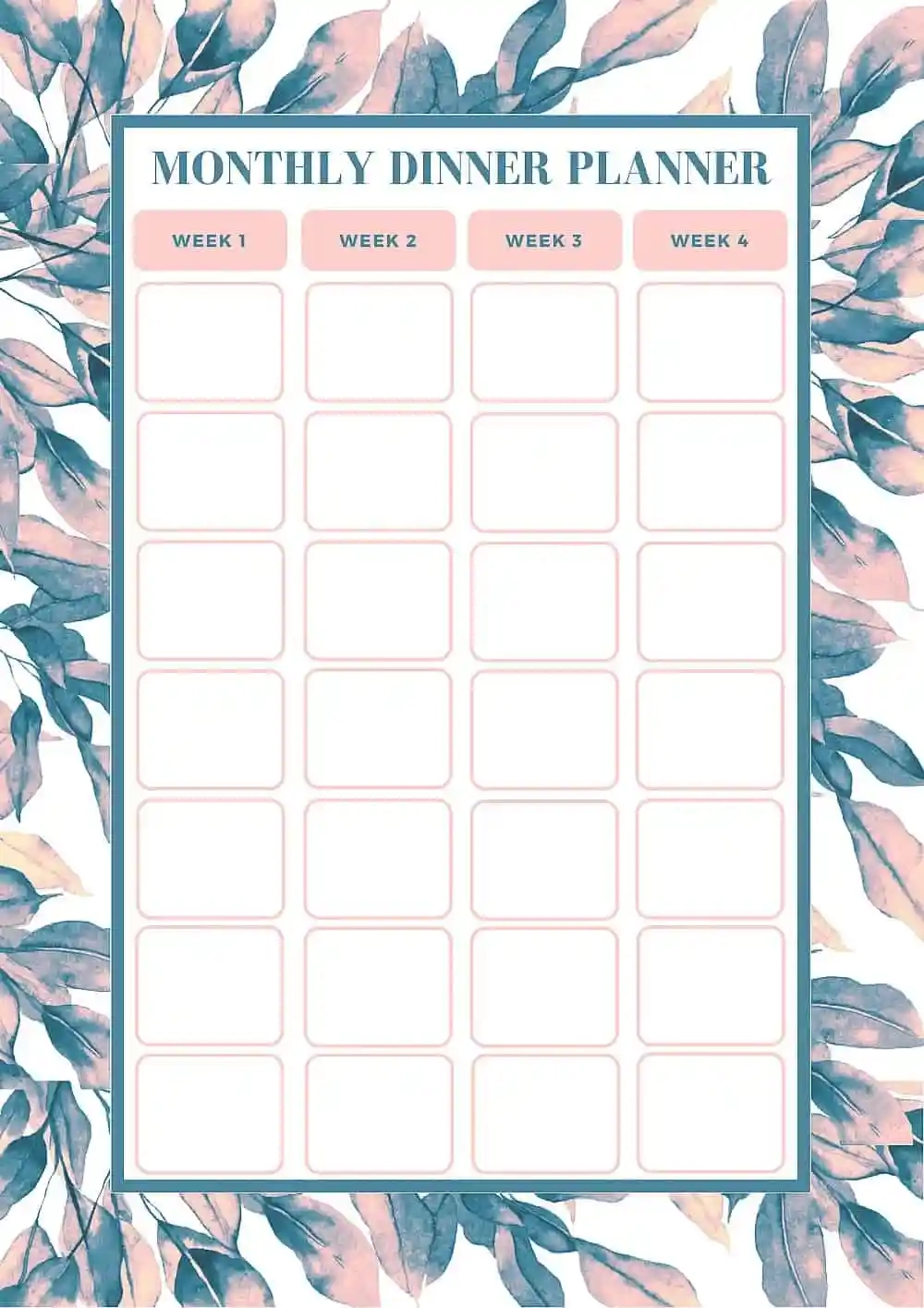 Printable Monthly Dinner Planner