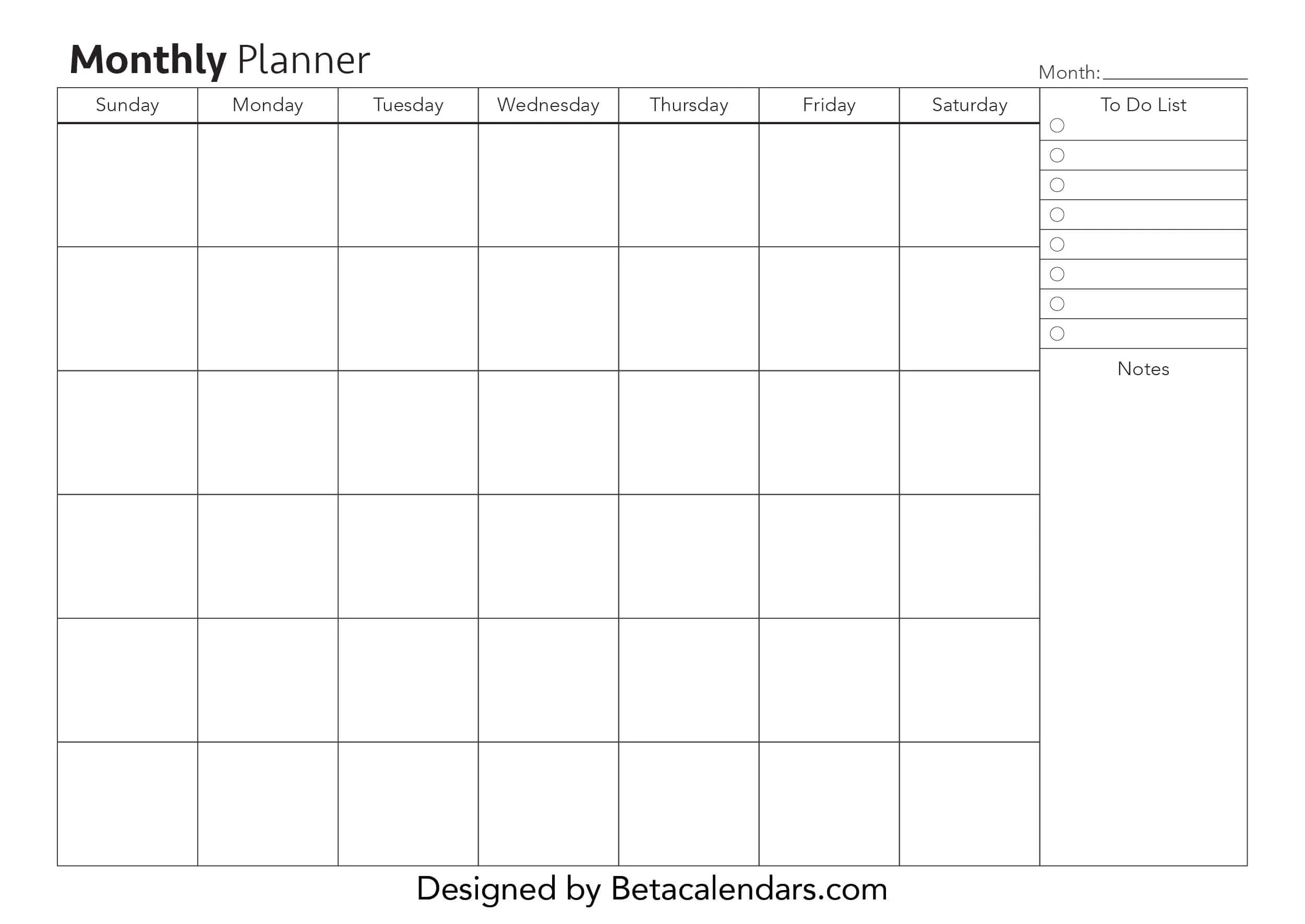 Monthly Planner Free Printable