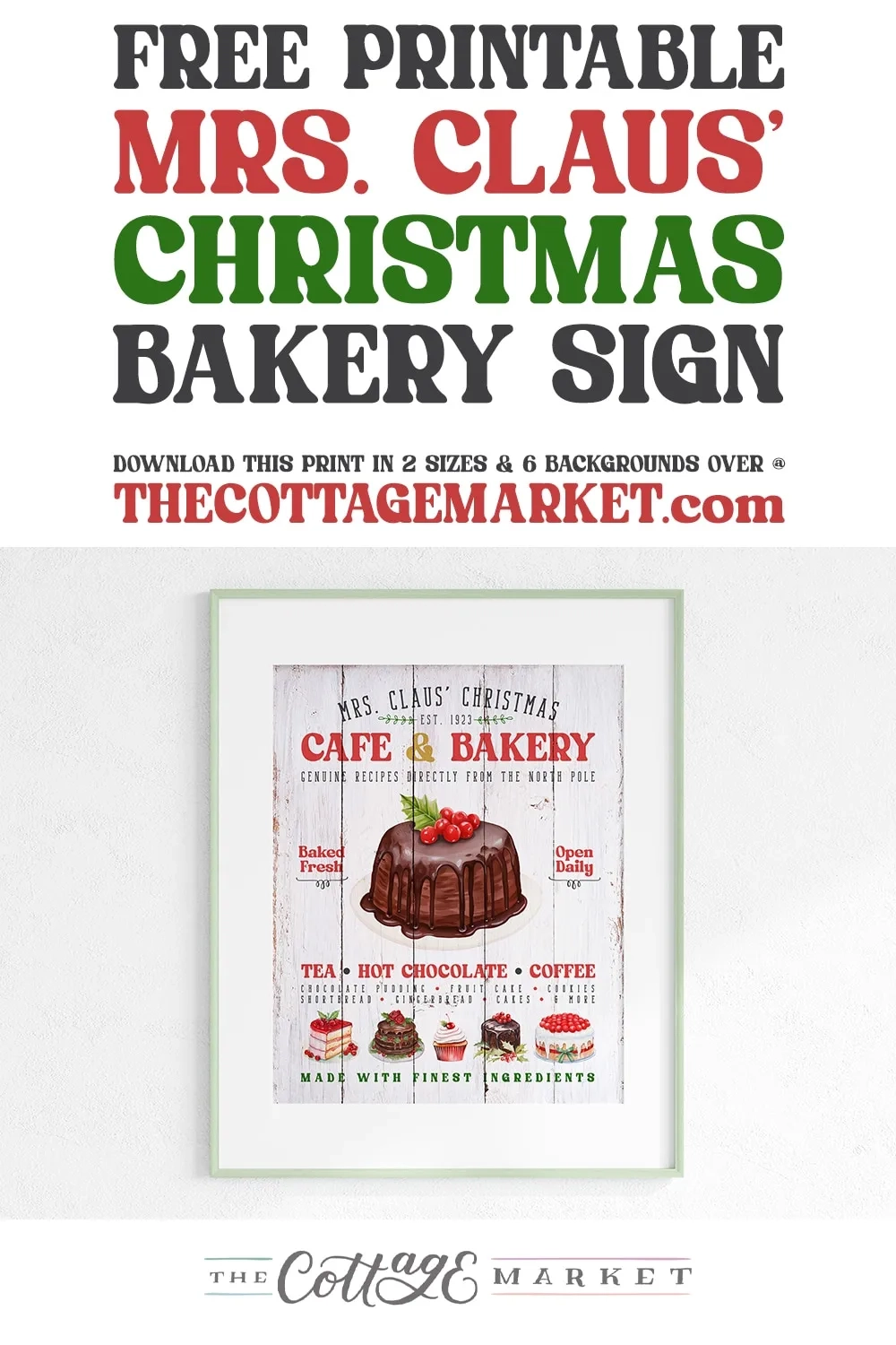 Mrs Claus Bakery Printable Sign