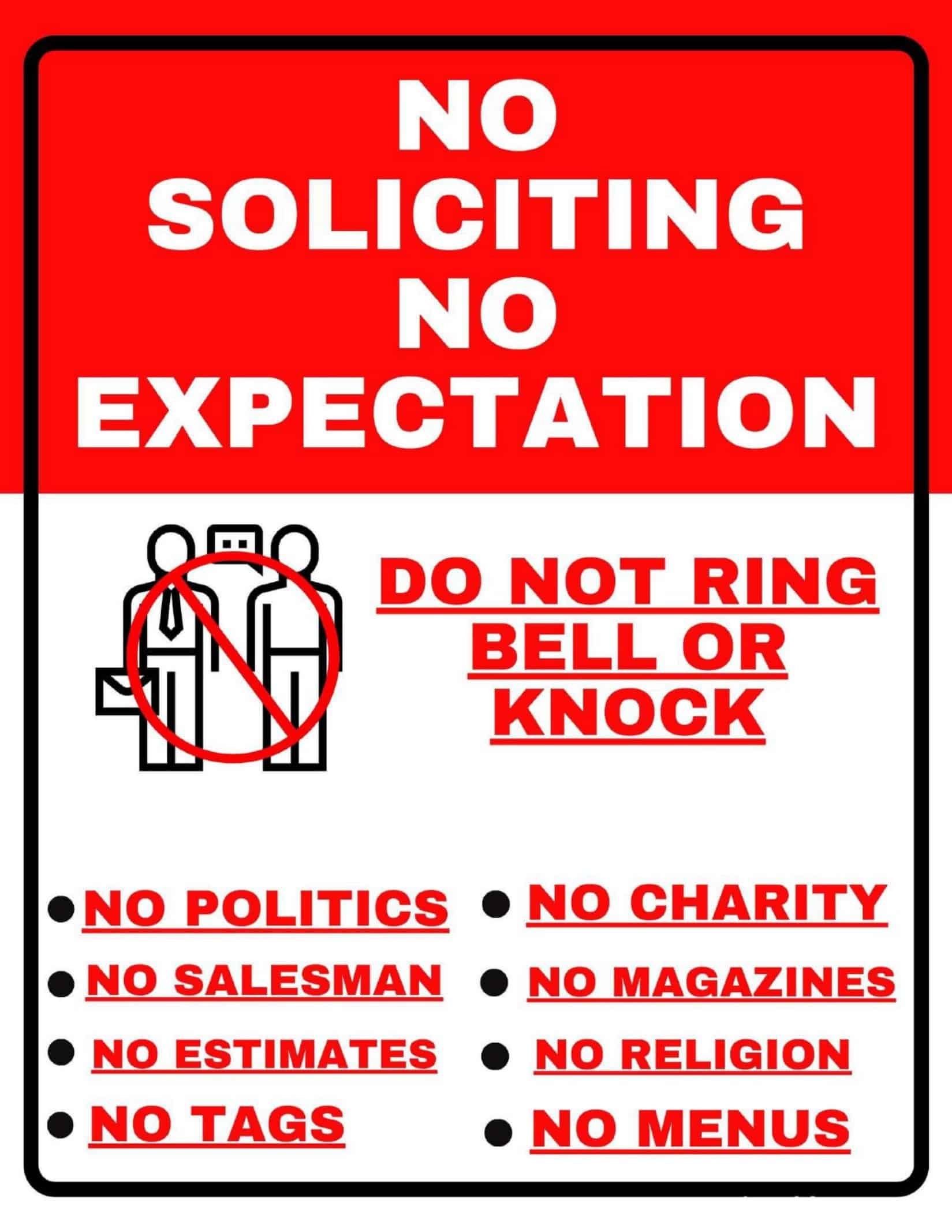 No Solicition Printable Signs