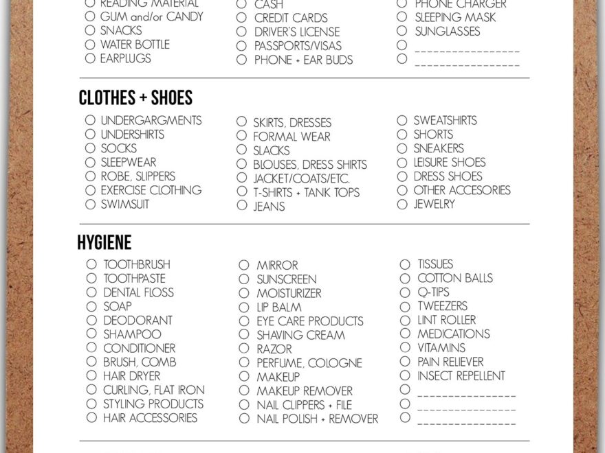 Free Printable Packing List For Travel Live Laugh Rowe Worksheets Library