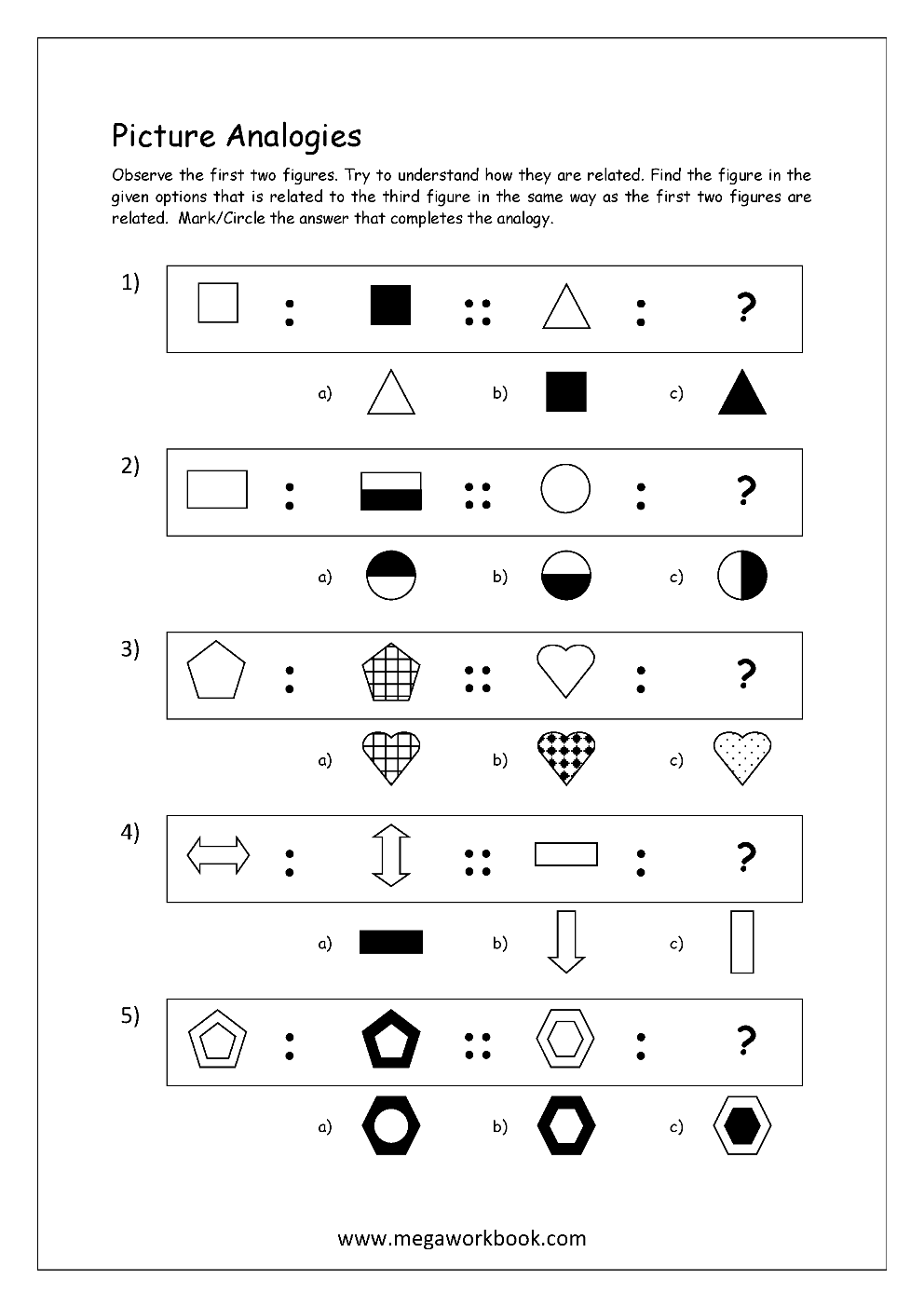 Printable Adult Anaolgies Work Sheet