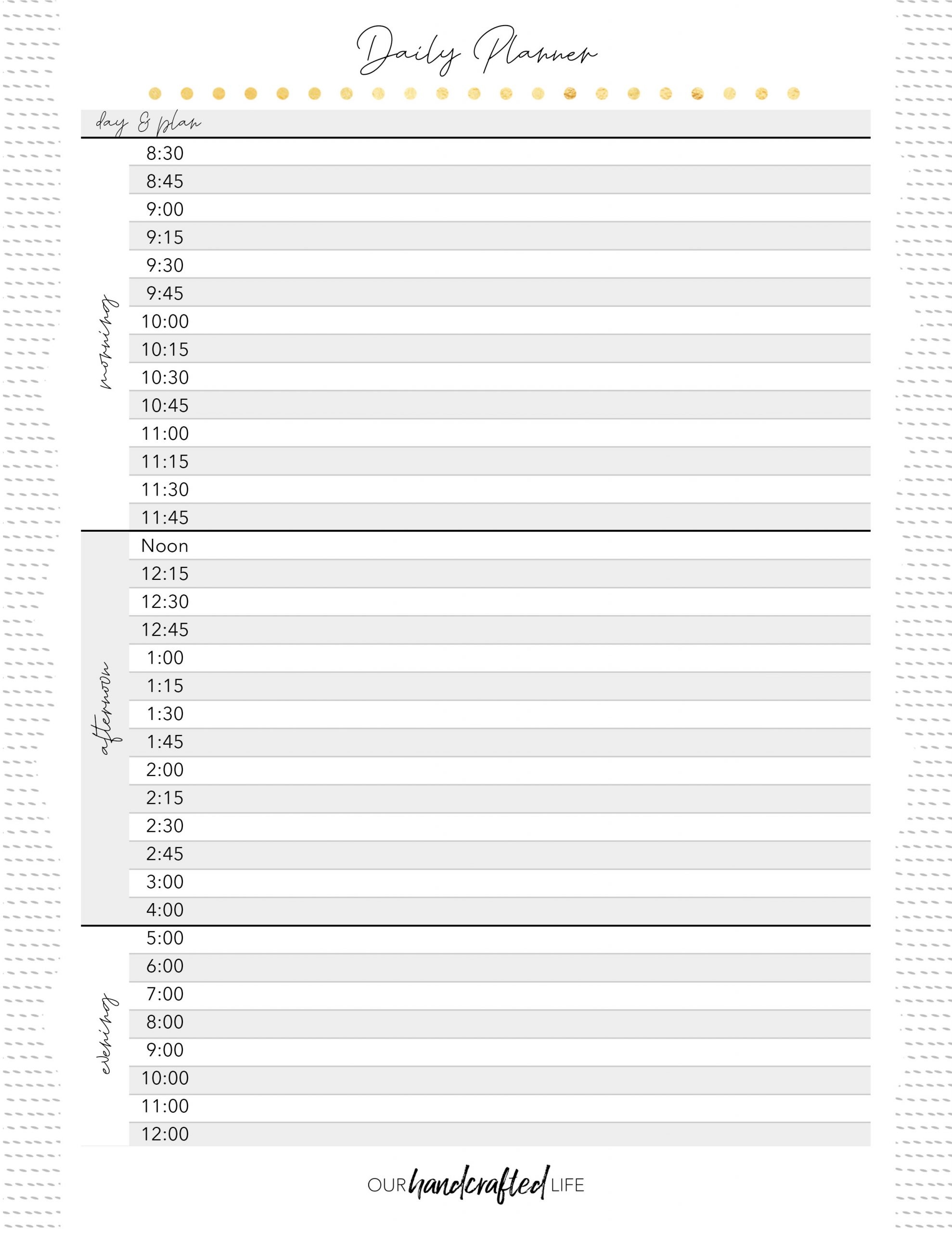 Daily Planner With Times Printable
