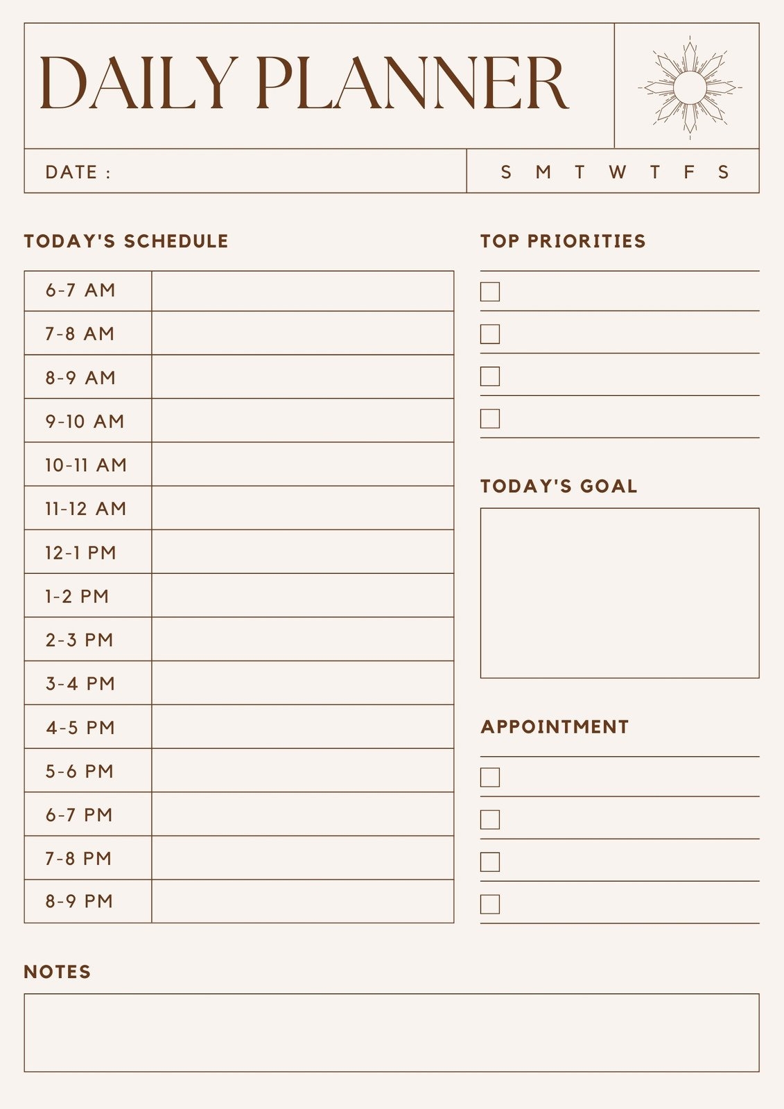 Printable Day Planner Pages