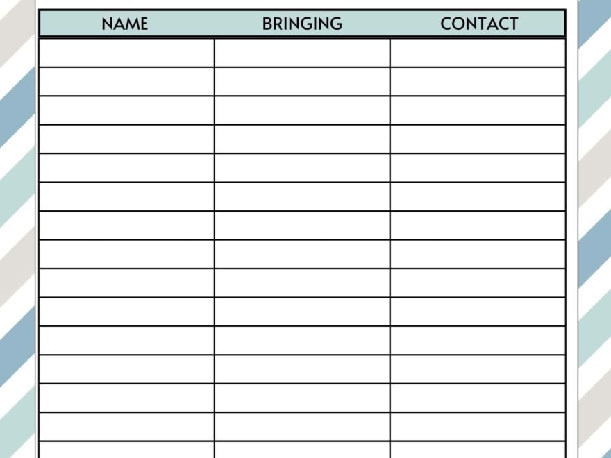 Free Printable Potluck Sign Up Sheets