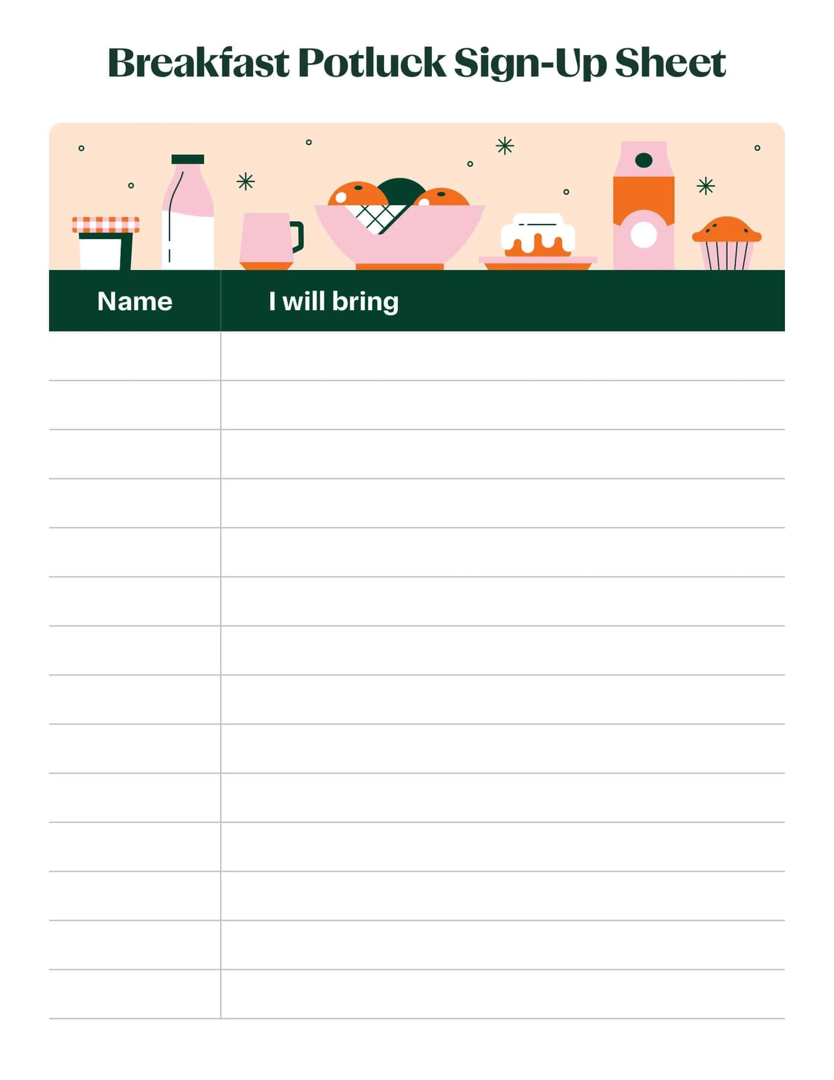 Online Printable Sign Up Sheet