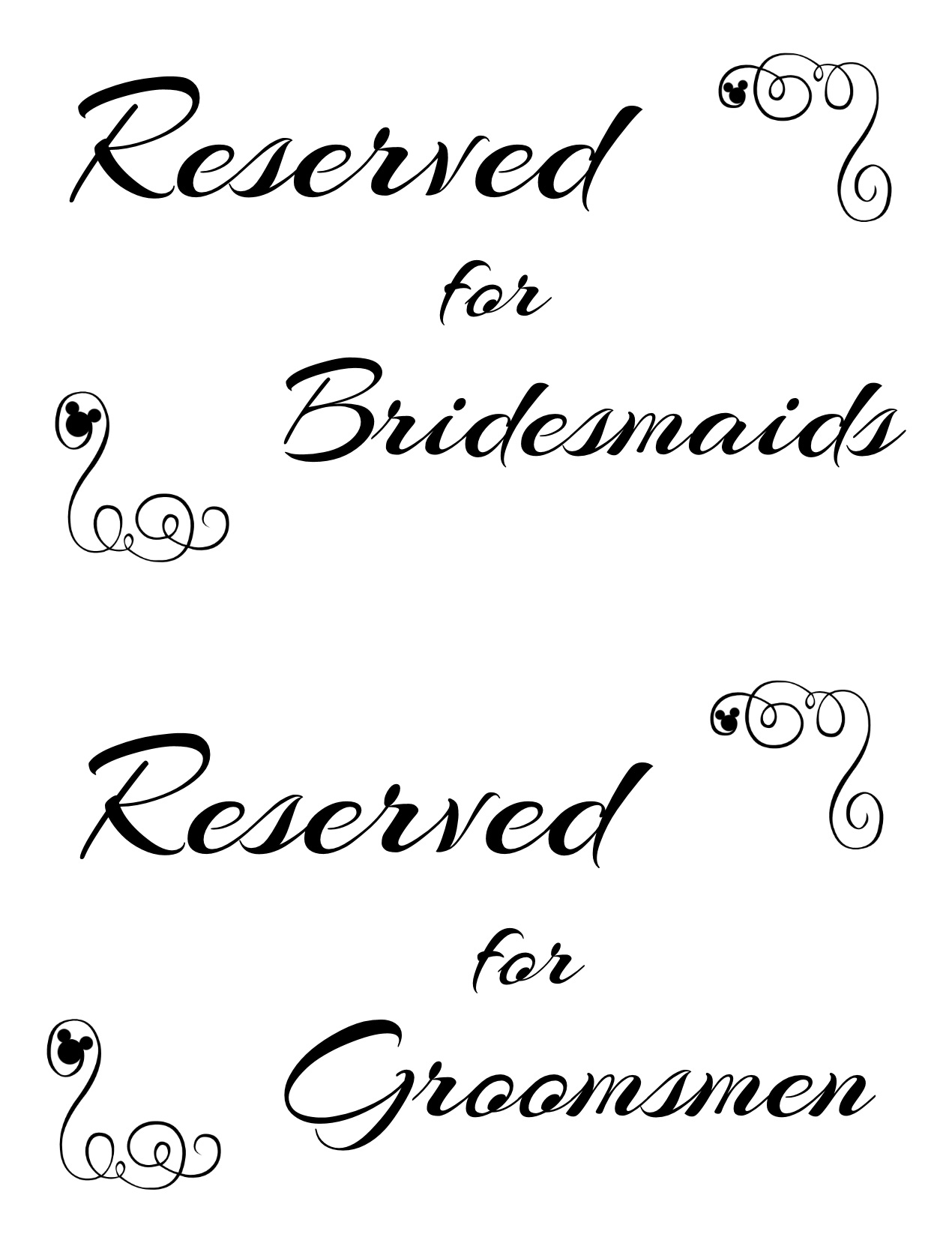 Free Printable Reserved Chair Wedding Sign