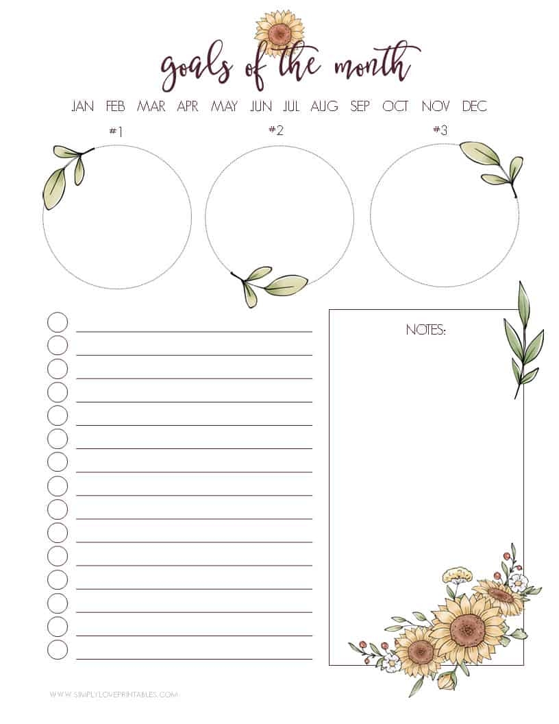 Printable September Goal List
