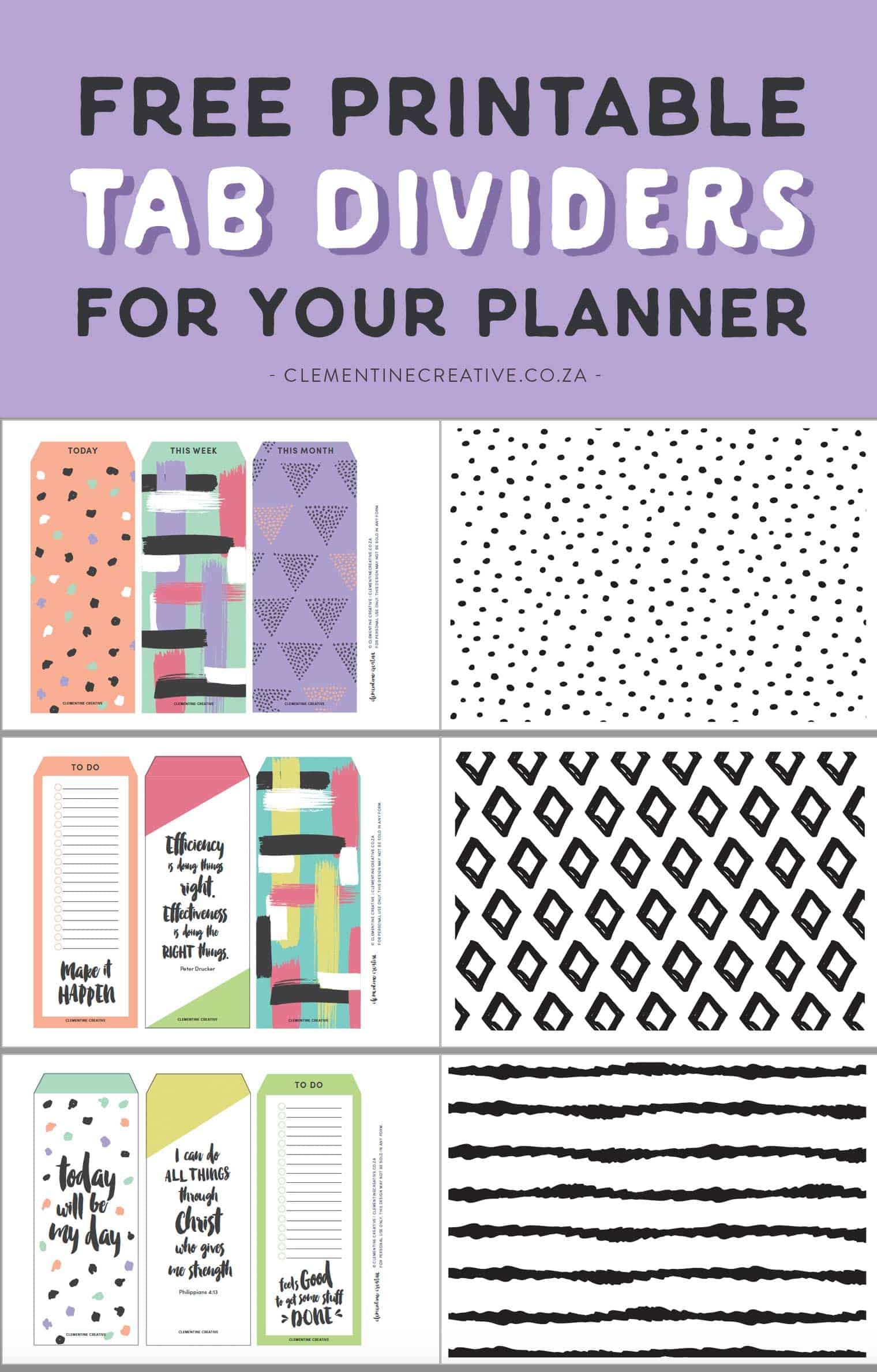 Free Printable Planner Tabs