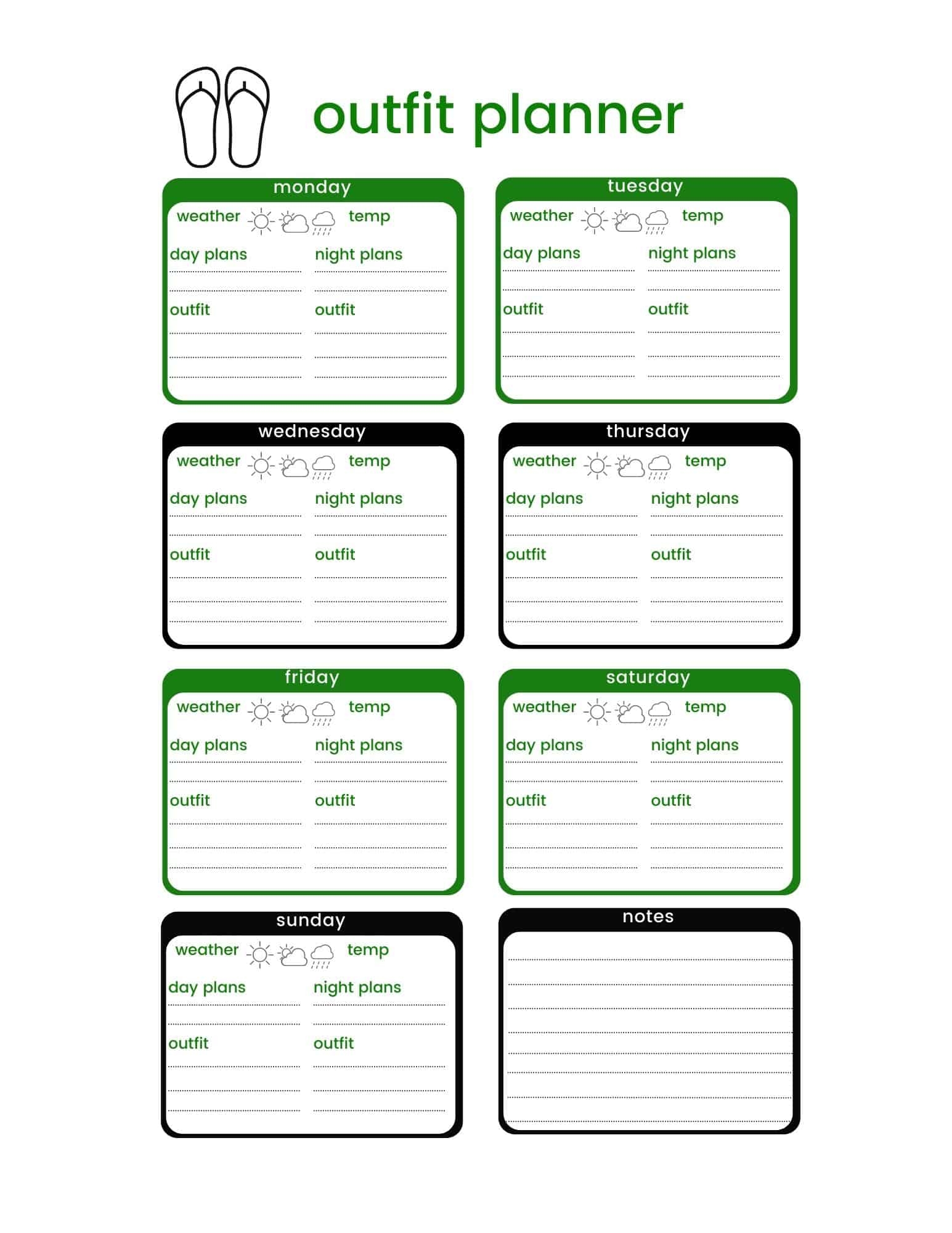 Best Printable Outfit Planner