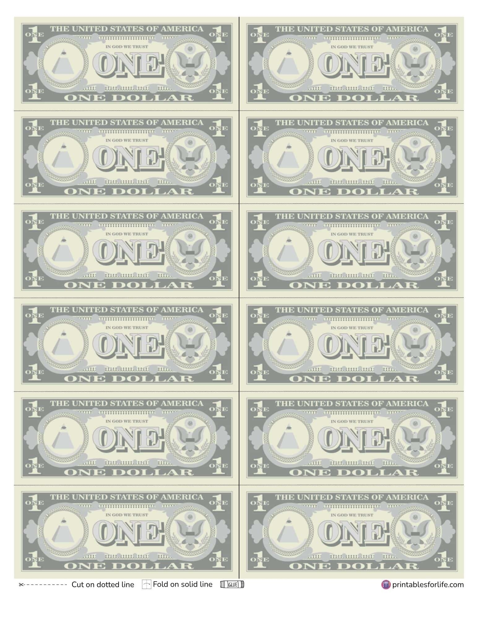 Sheet Of Paper Money Printable
