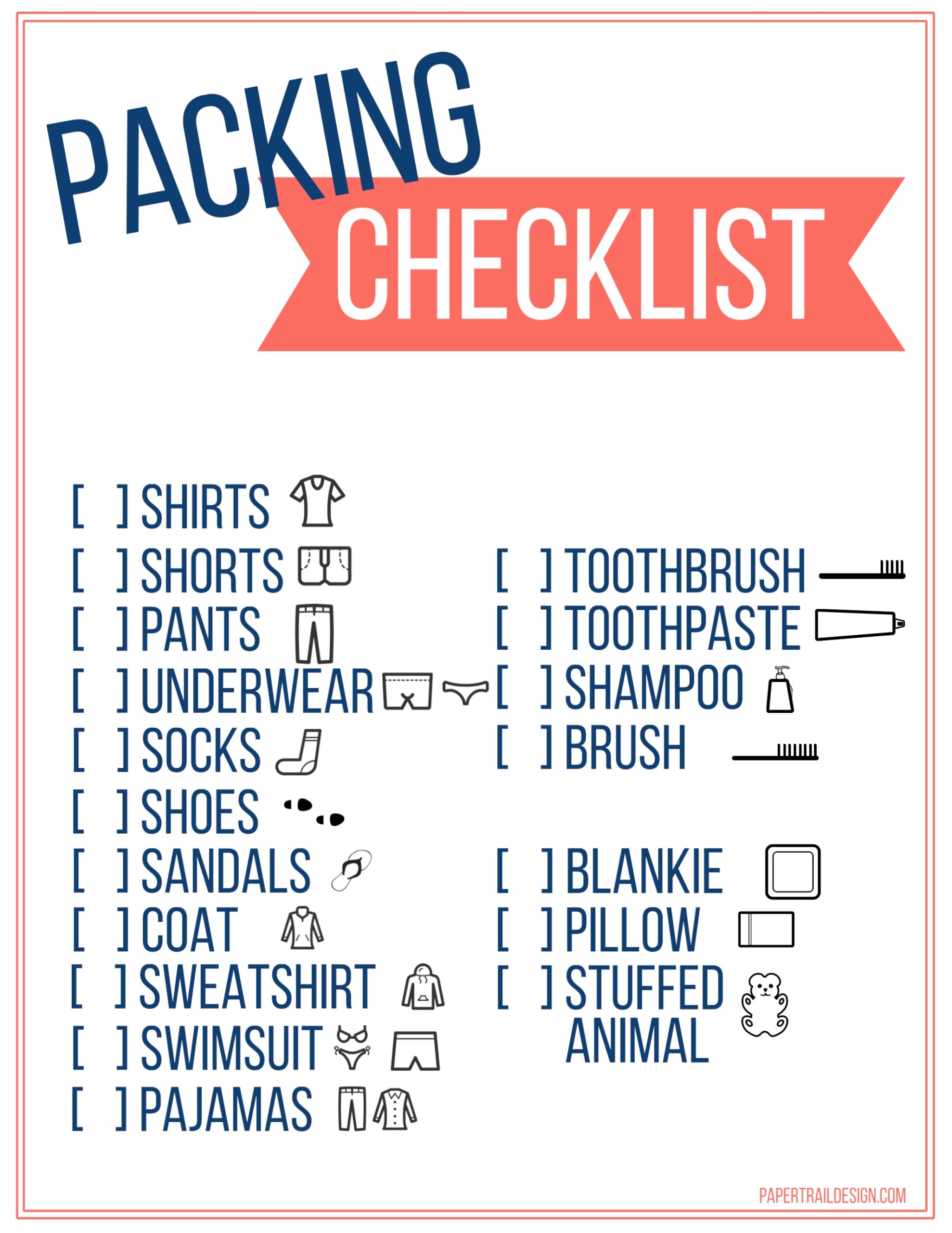 Free Printable Packing List For Teenagers
