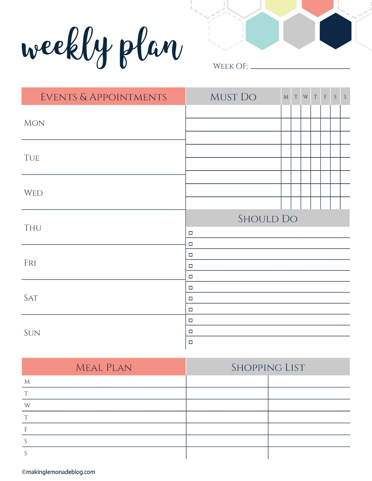 Free Weekly Planner Template Printable Free Weekly Planner Template Printable