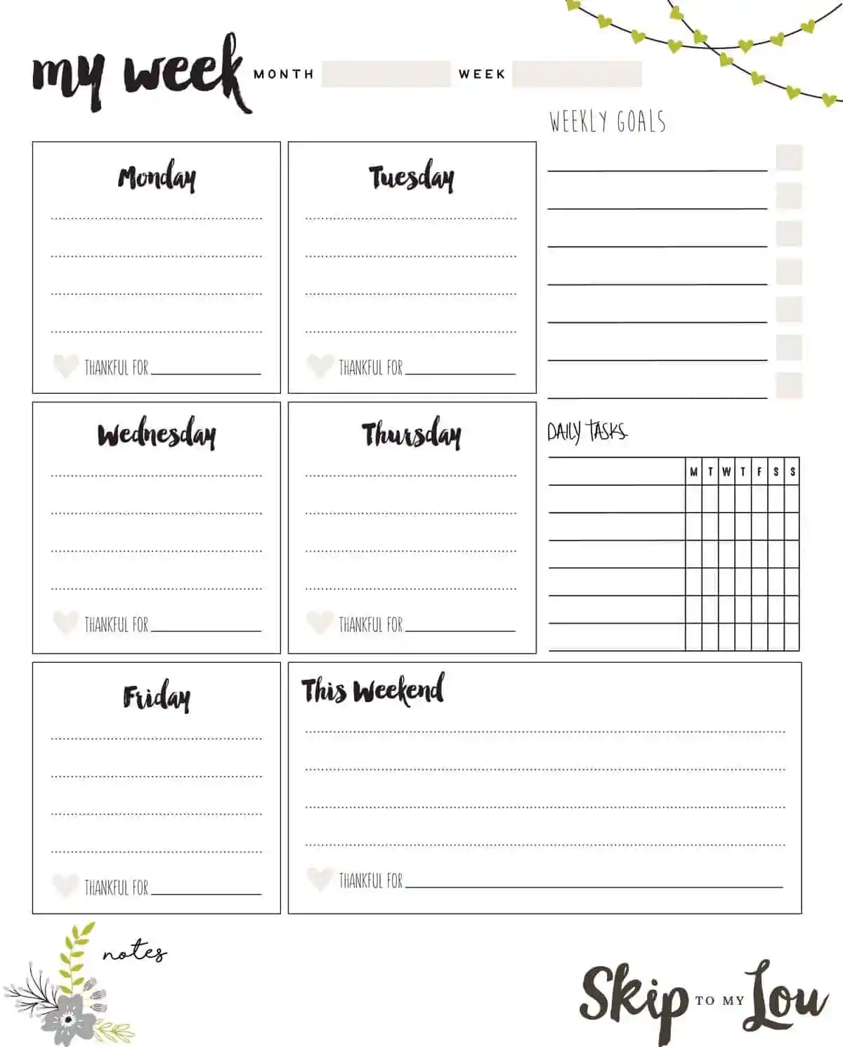 Work Weekly Planner Printable