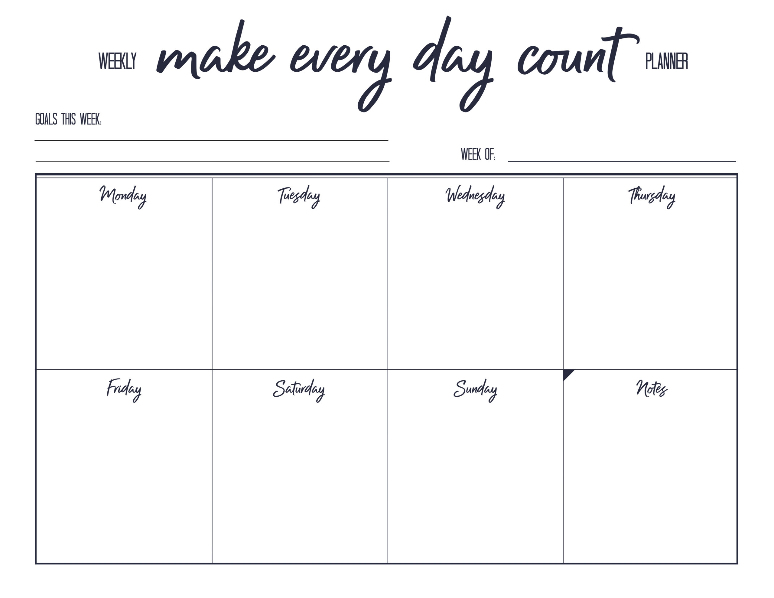 Free Printable Weekly Planner Blank