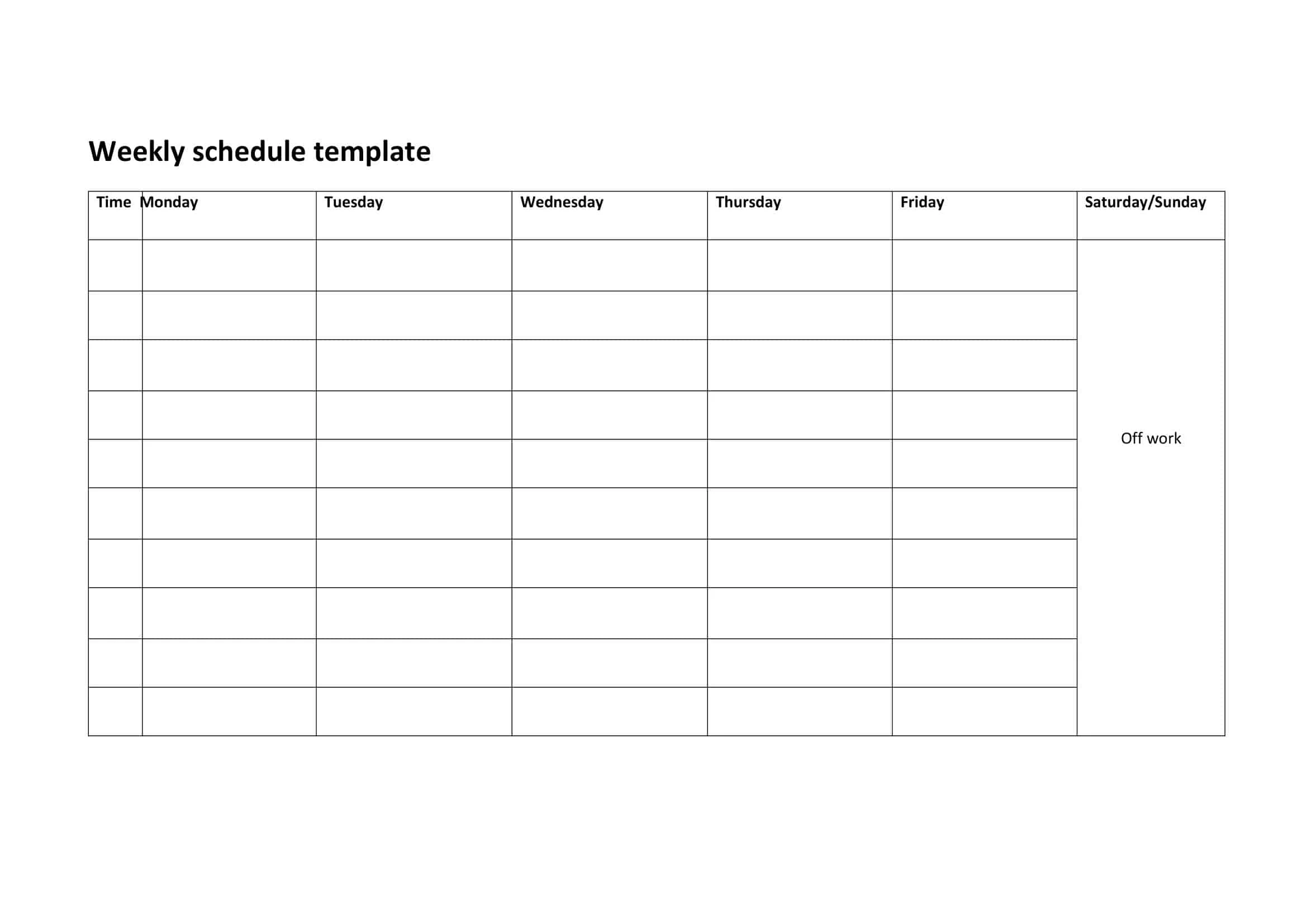 Free Printable Schedule Template Fillable