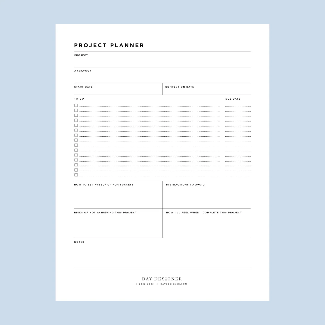 Free Printable Project Planner
