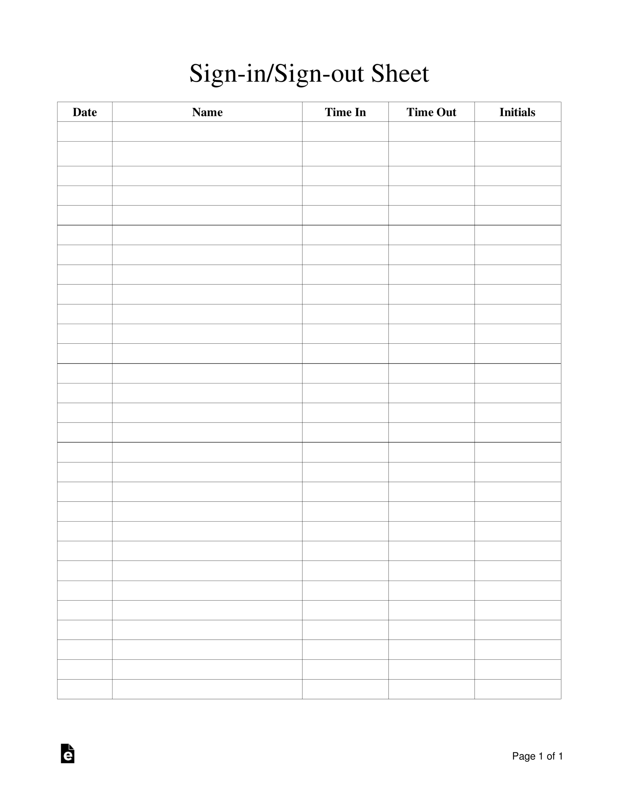 Clock In And Out Sheets Printable