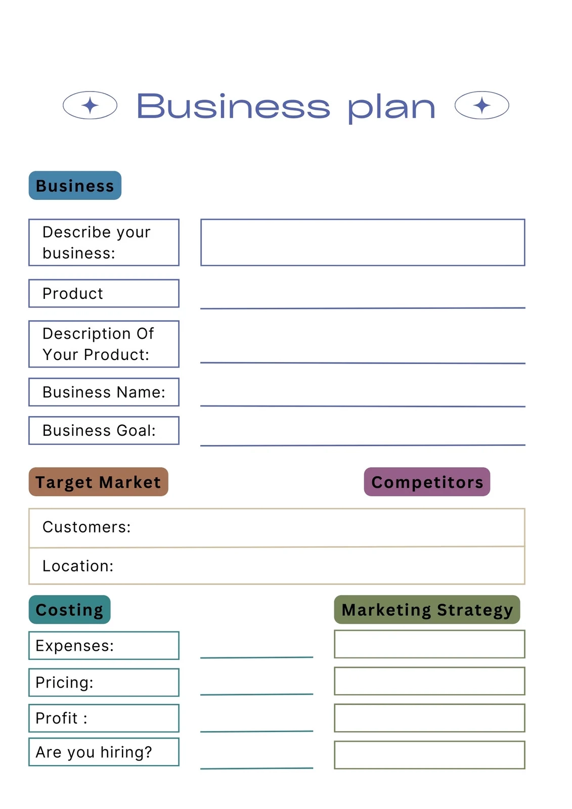 Printable Business Planner Template